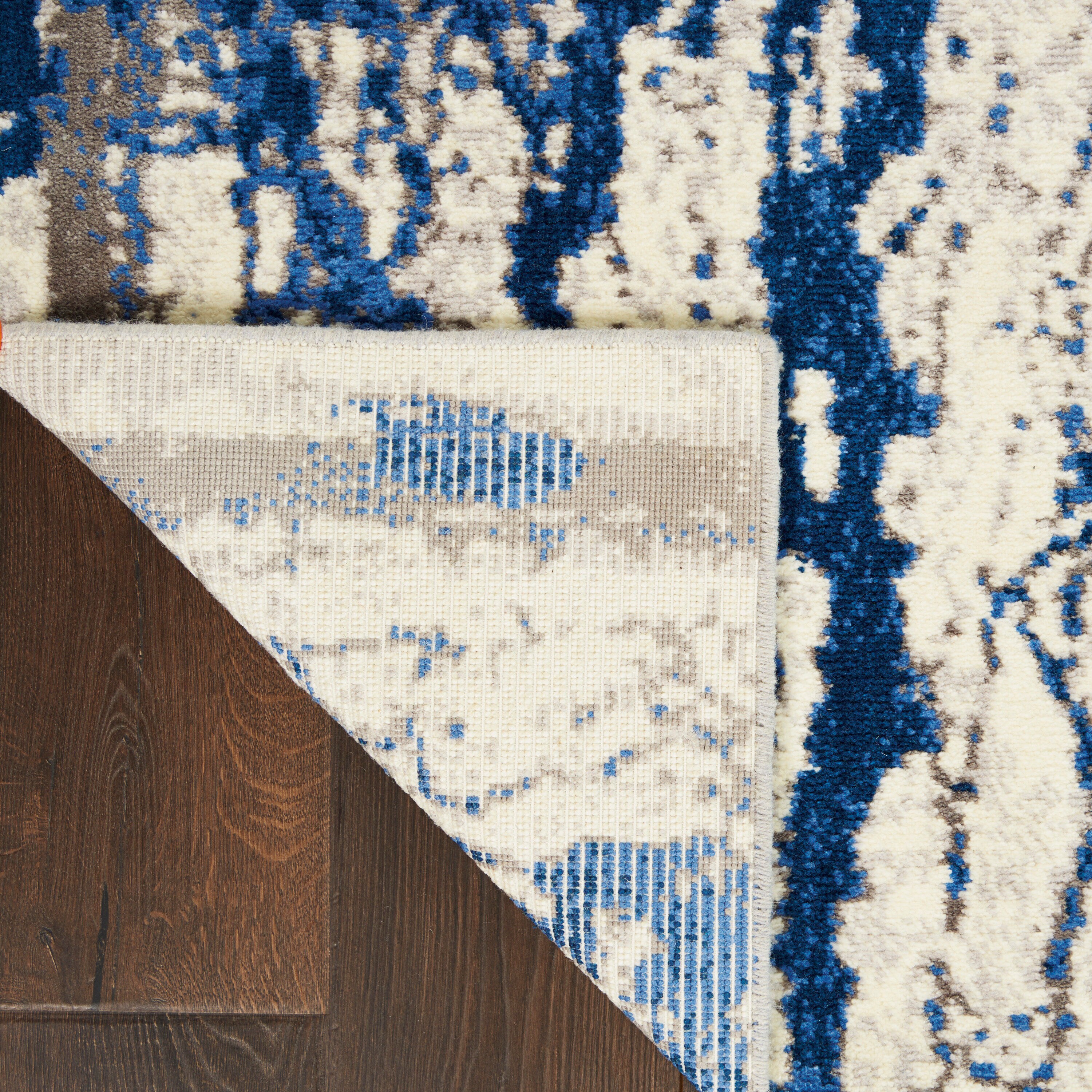 Twilight Abstract Blue and Ivory Wool-Blend 2x3 Area Rug