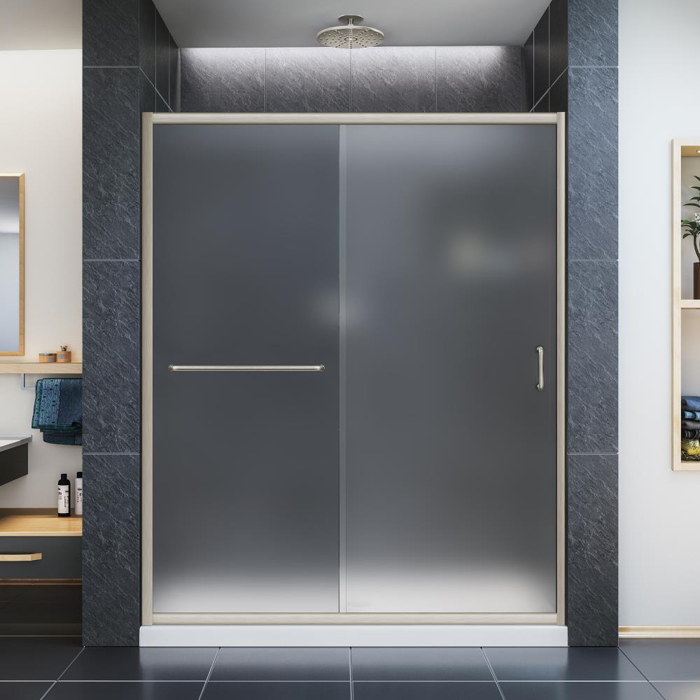 DreamLine DL-6974C-04FR Infinity-Z Hardware : Brushed Nickel; Base Color: White 54-in x 32-in x 75-in Shower (Center Drain)
