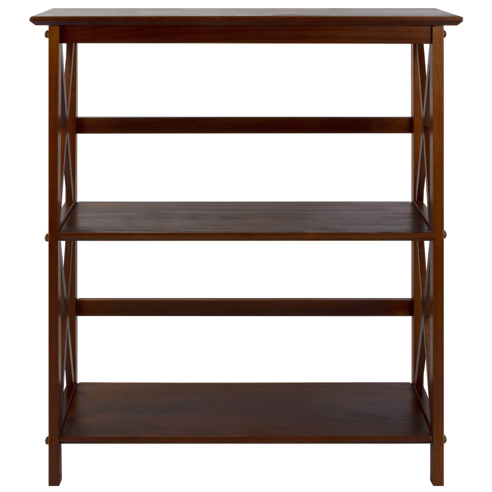 Contemporary Walnut Wood Bookcase with X-Design Doors