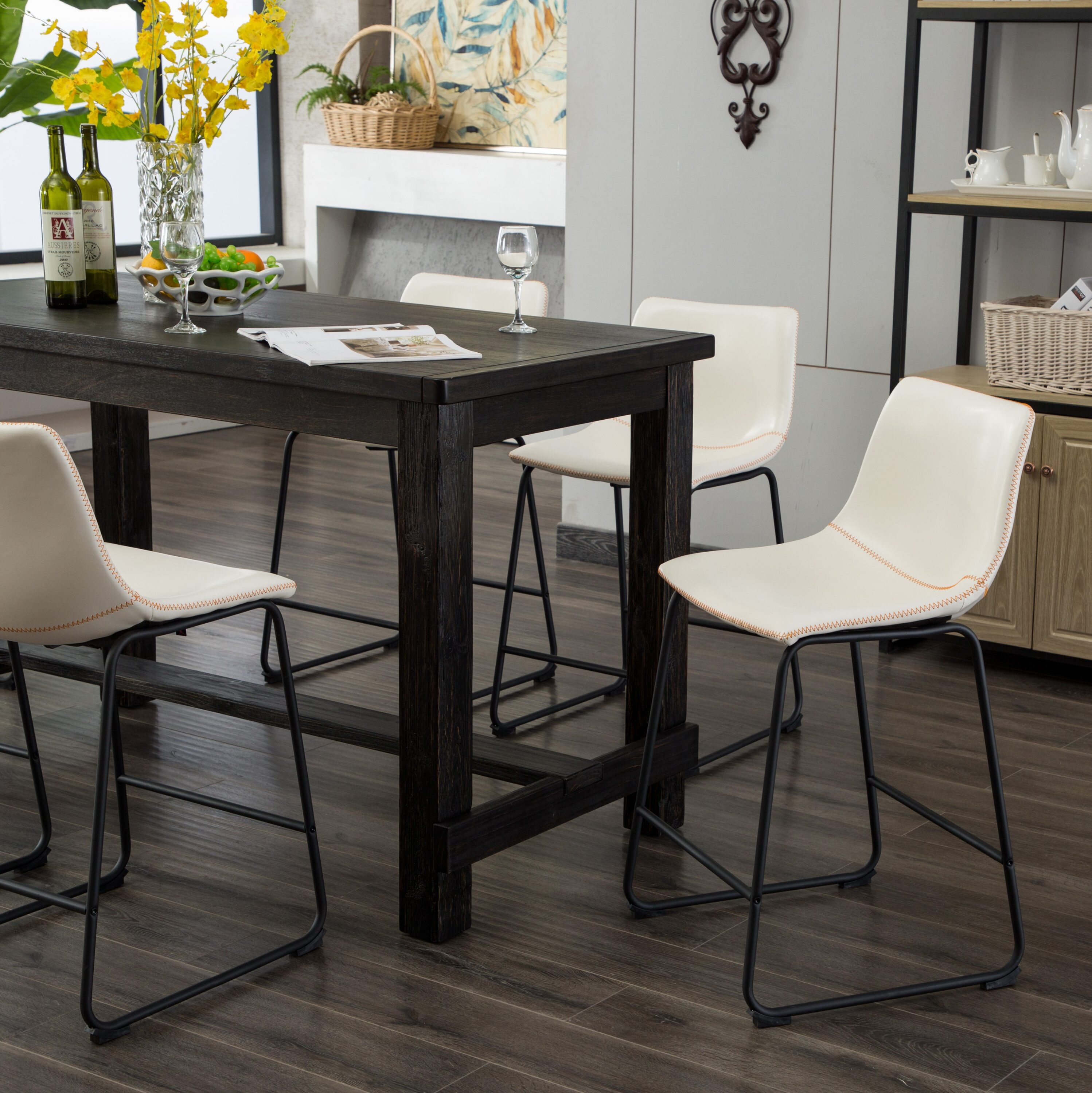Roundhill Furniture PT185BK-PC185WHX2 Dining-Sets - View #4