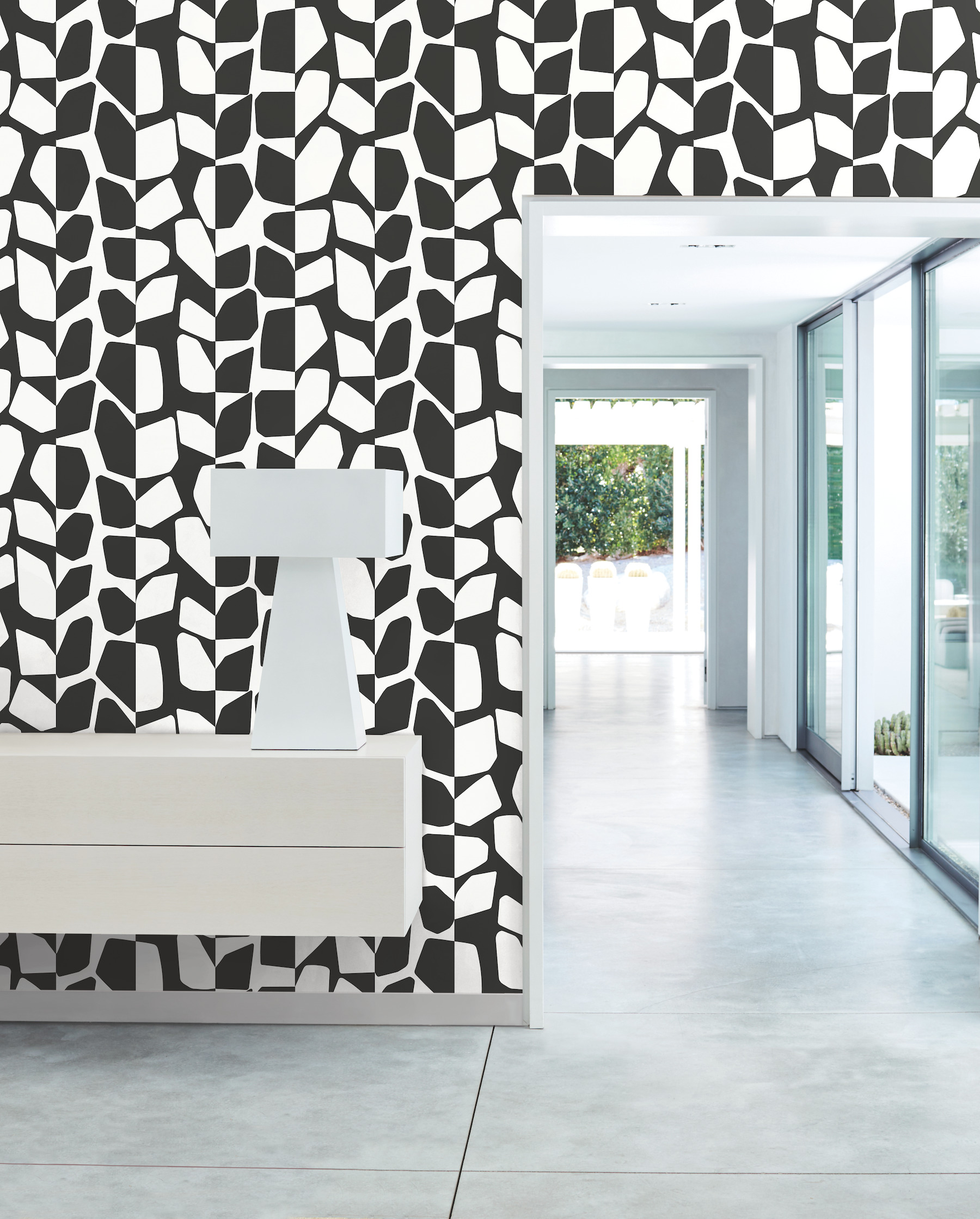 York Wallcoverings BW3893 Black and White Resource Library 60.8-Sq. Feet White Non-woven Geometric Unpasted Wallpaper