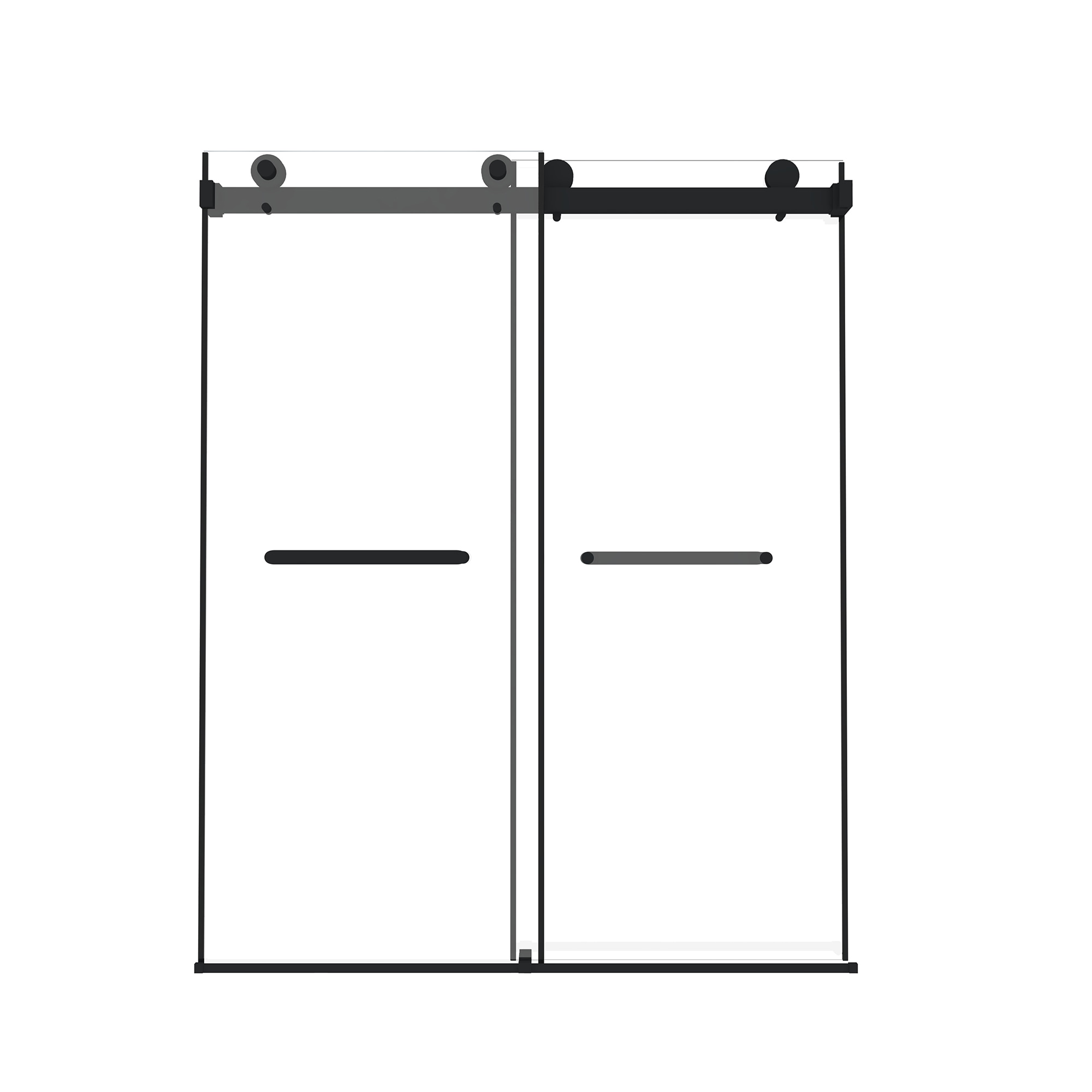 CASAINC CA-BF13148 Matt Black 58-in to 60-in W x 74-in H Frameless Clear Glass Bypass Sliding Soft Close Shower door