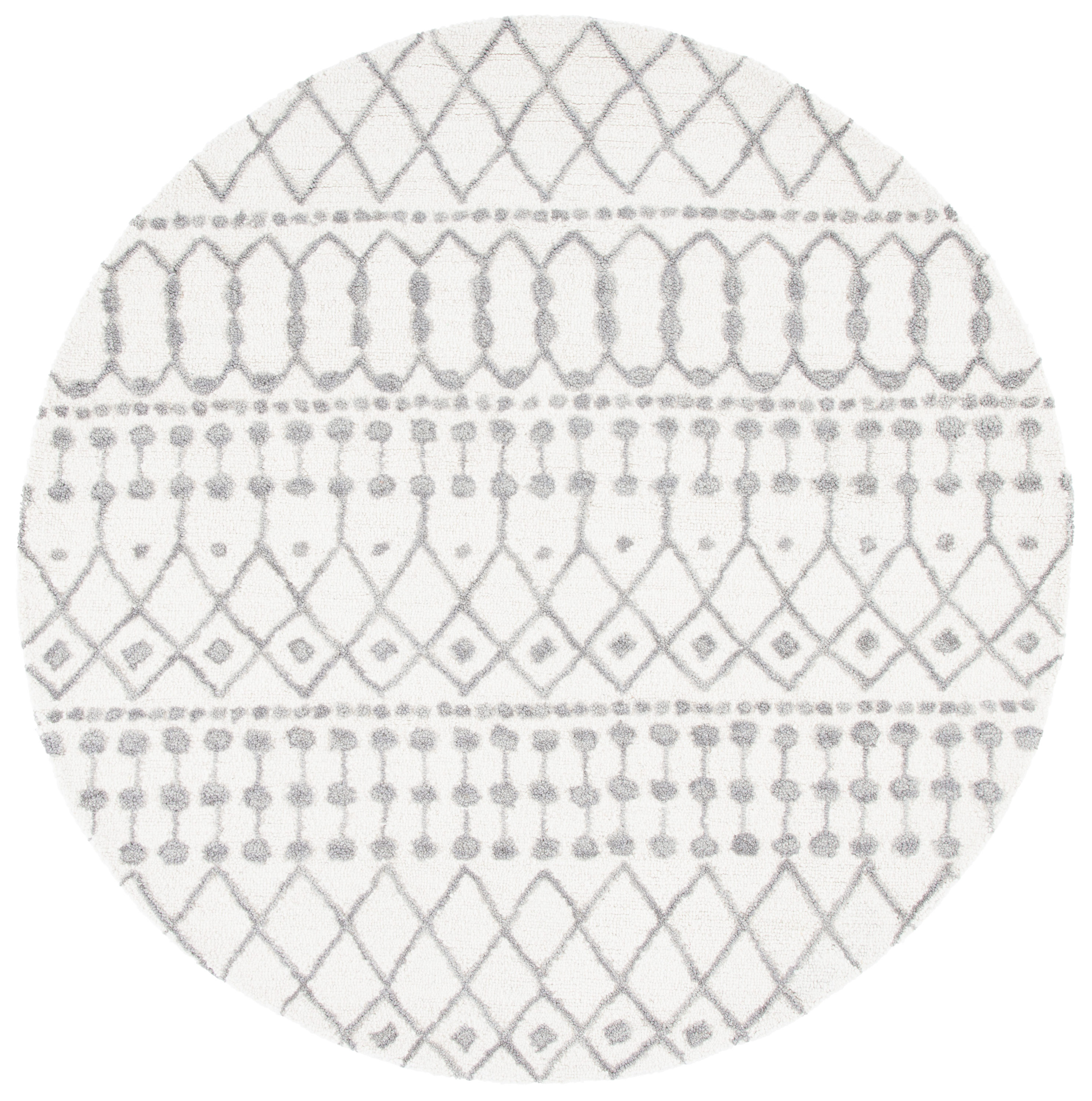 Safavieh BLM115A-6R Blossom Samantha 6 x 6 (ft) Tufted Wool Ivory/Gray Round Indoor Geometric Bohemian/Eclectic Area rug