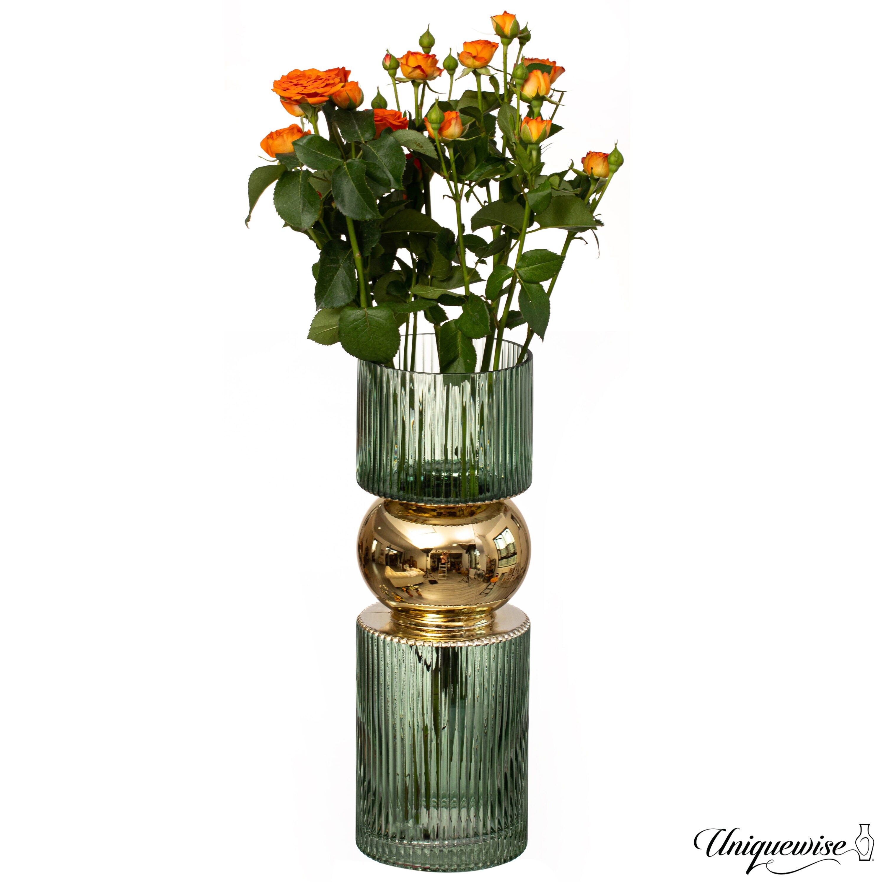 Uniquewise QI004735.GN.L Green Glass Modern Vase