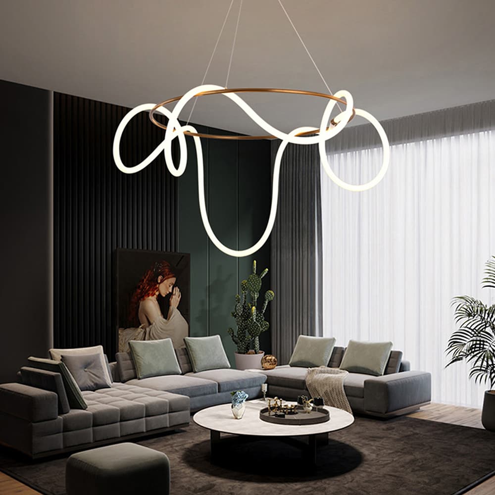 Oukaning Gold Diy Silicone Shade Modern/Contemporary Geometric LED Hanging  Pendant Light in the Pendant Lighting department at