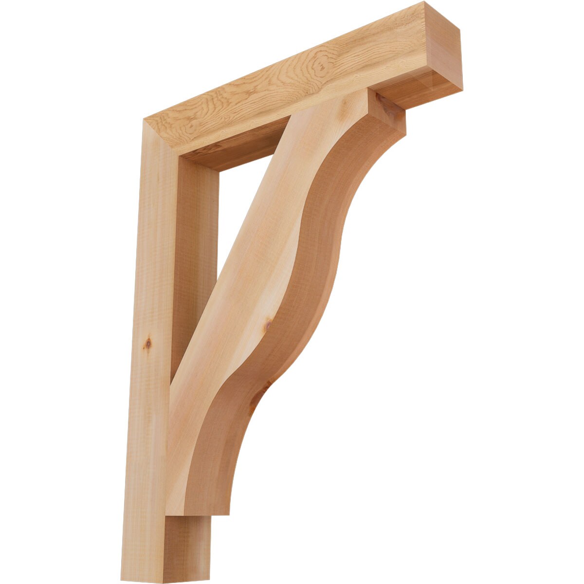 Ekena Millwork BKT04X24X32FST05SWR Funston Block Smooth 3-1/2-in x 24-in x 32-in Western red cedar Brown Wood Standard bracket