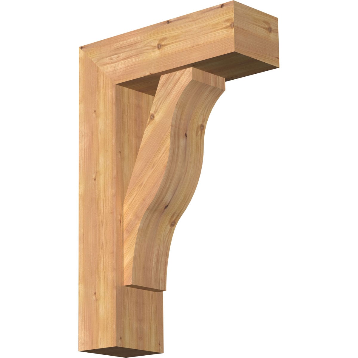 Ekena Millwork 1462373 Funston Block Smooth Bracket with Offset Brace Western Red Cedar Wood Standard Bracket