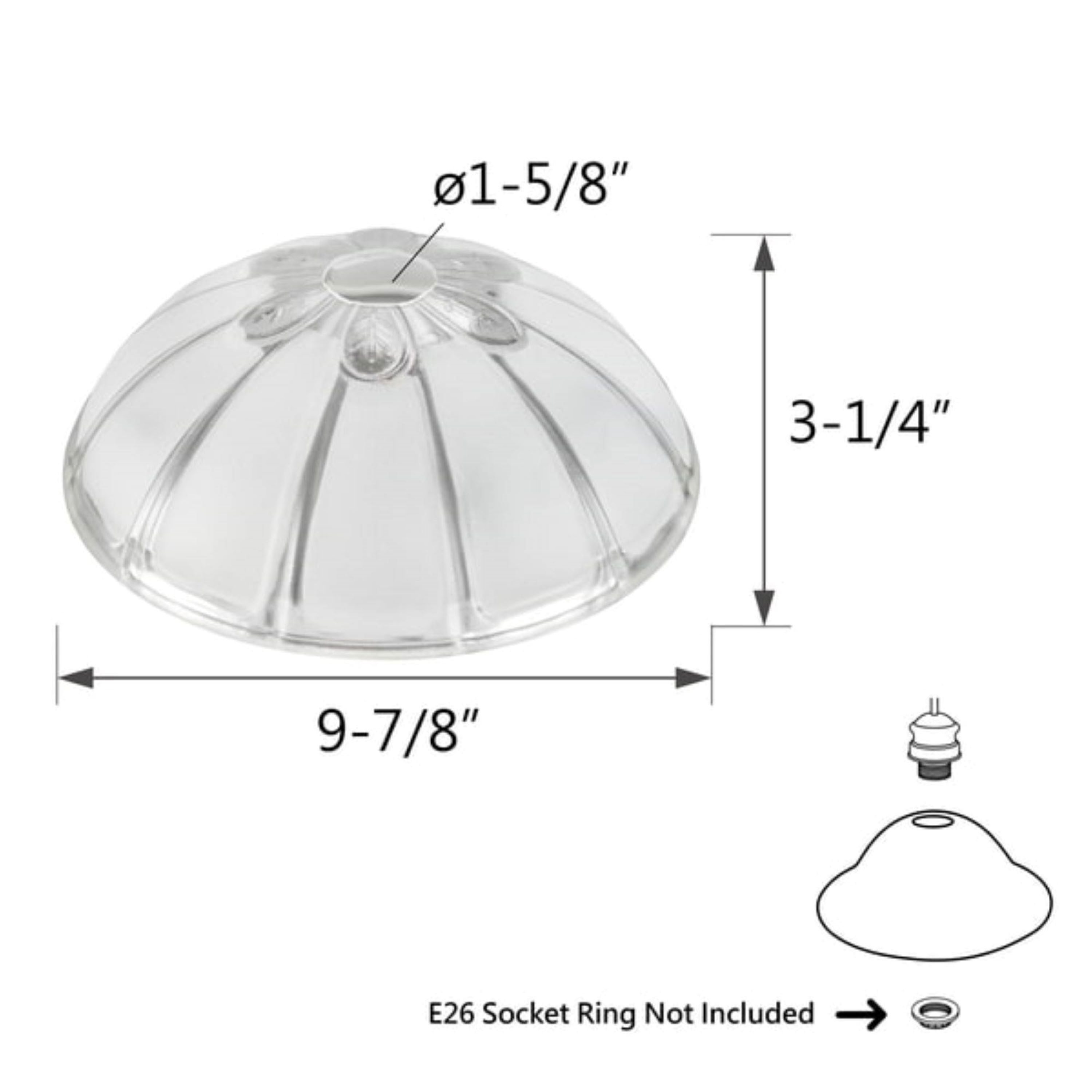 Clear and Sandblasted Glass Bowl Shade, 9.88" Diameter