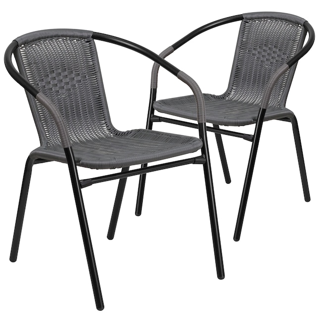 Flash Furniture Contemporary Modern, Outdoor Metal Dining Chairs With Arms