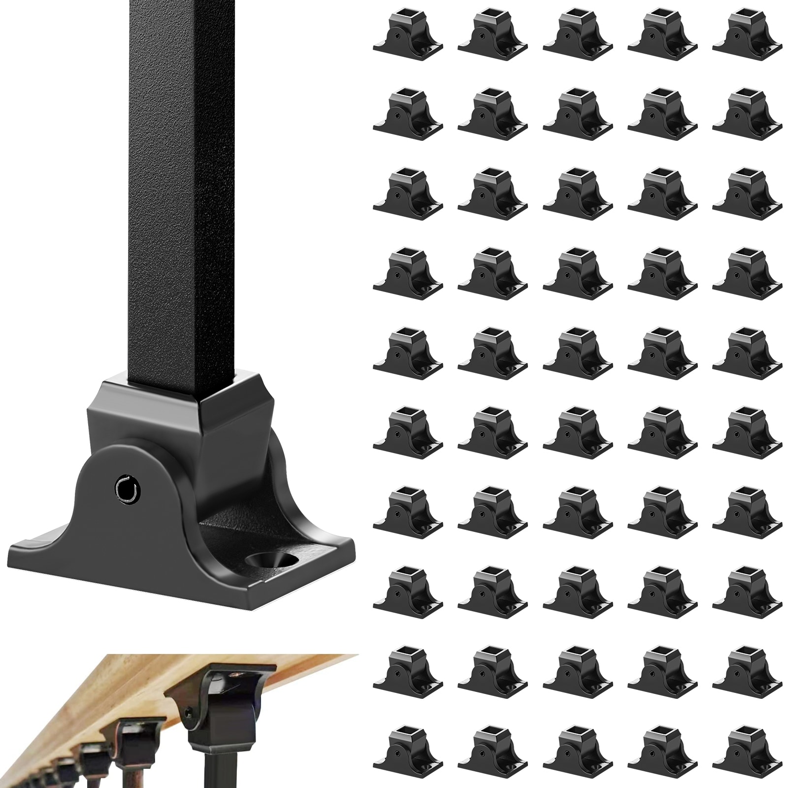 GIVIMO - Baluster Shoes 50-Pack Aluminum Alloy Square Slant Shoes for 1/2-in Staircase Balusters ...
