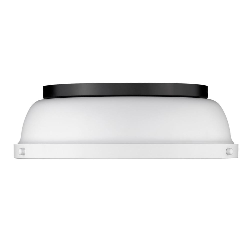 Matte Black and White Glass Transitional Flush Mount Light