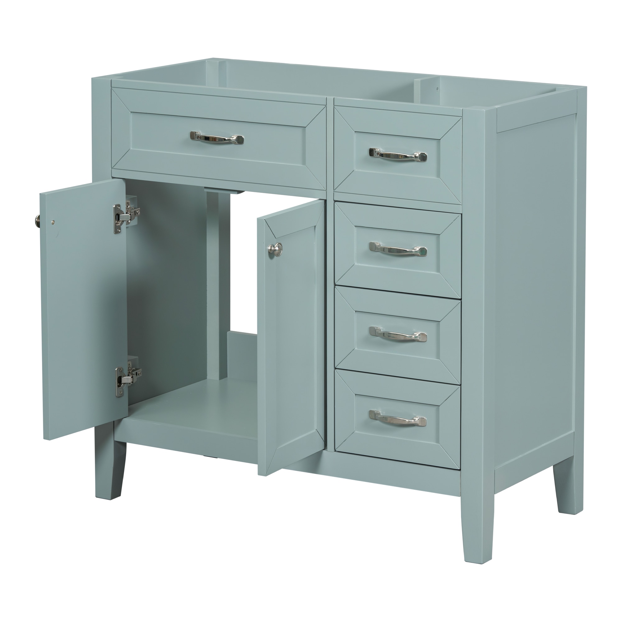 GDFStudio 329659 36 Inches Bathroom Vanity without Sink Cabinet Base Only Bathroom Cabinet with Drawers Solid Frame and MDF Board Green