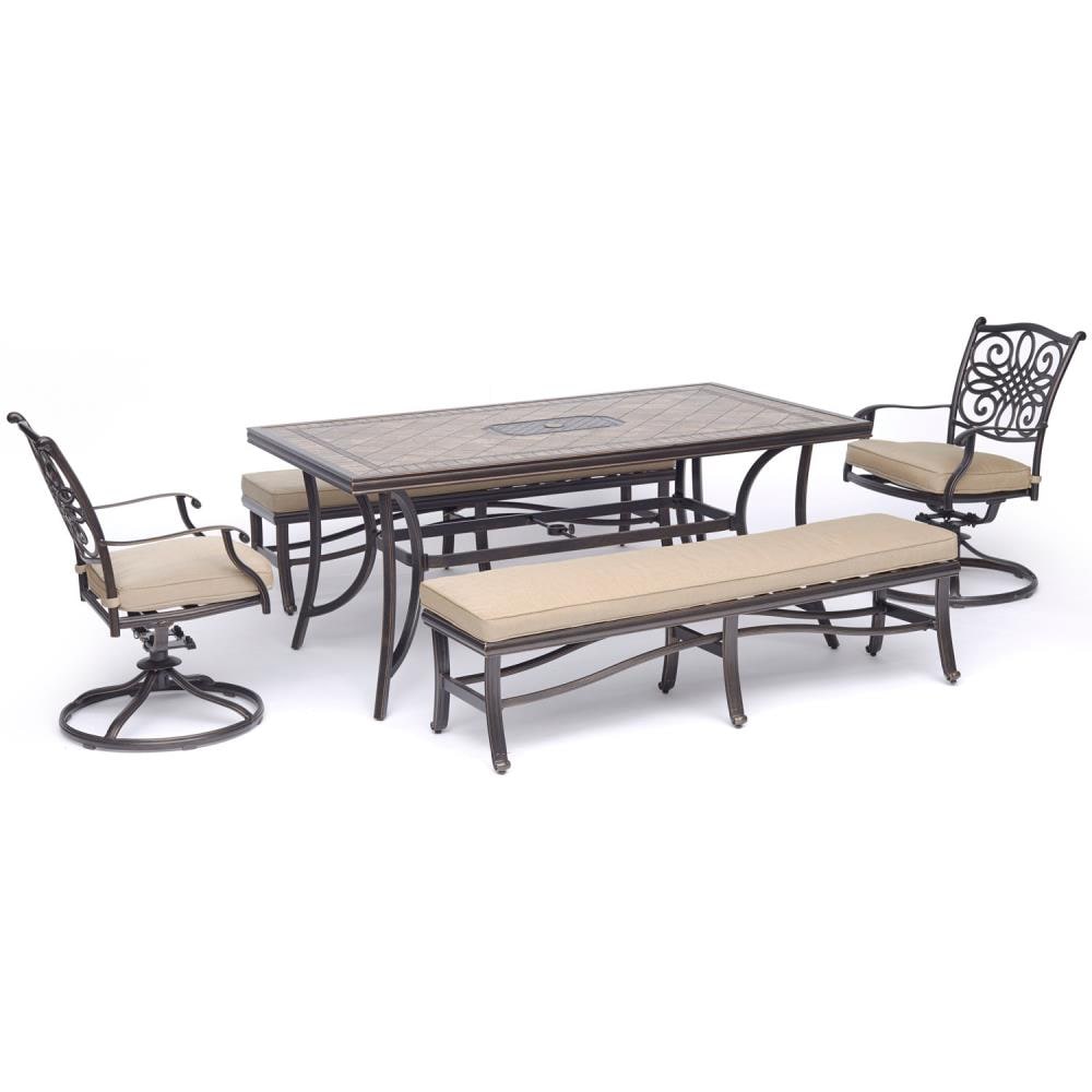 Hanover MONDN5PCSW2BN-TAN Monaco 5-Piece Bronze Patio Dining Set with Tan Cushions