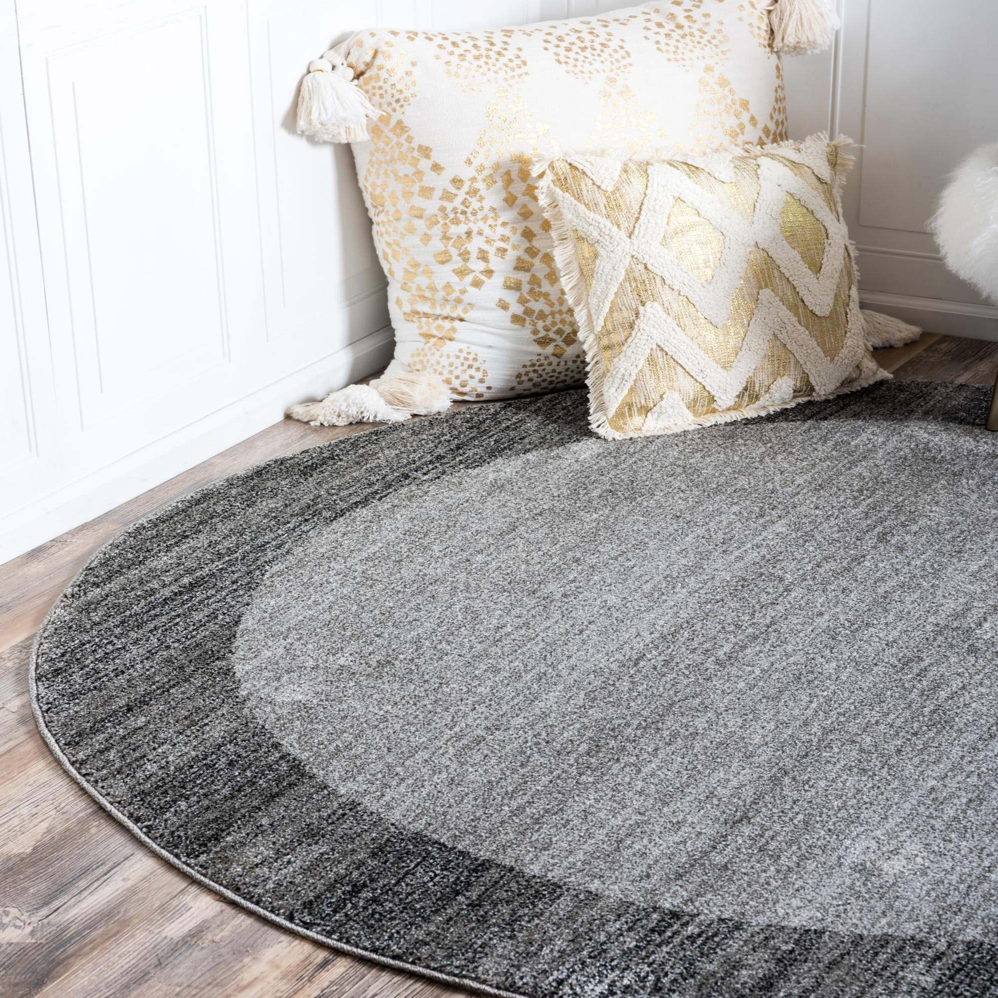 Unique Loom 3131456 Abigail Del Mar 8 x 8 (ft) Loomed Polypropylene Light Gray/Beige Round Indoor Border Area rug