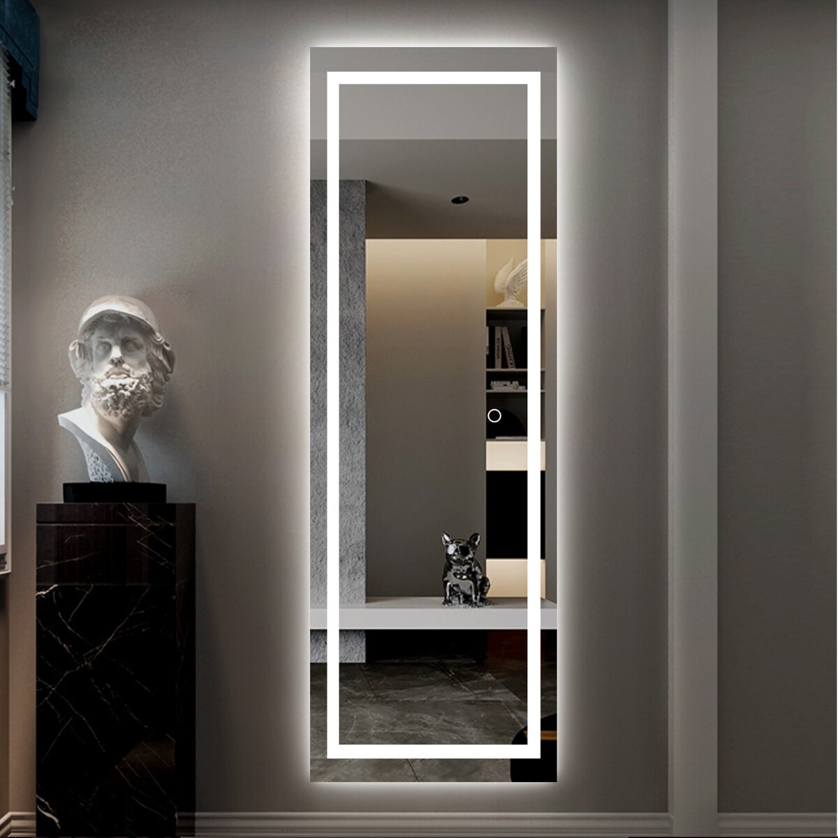 HomeRoots LED Strip Rectangular Wall Mirror in the Mirrors department ...