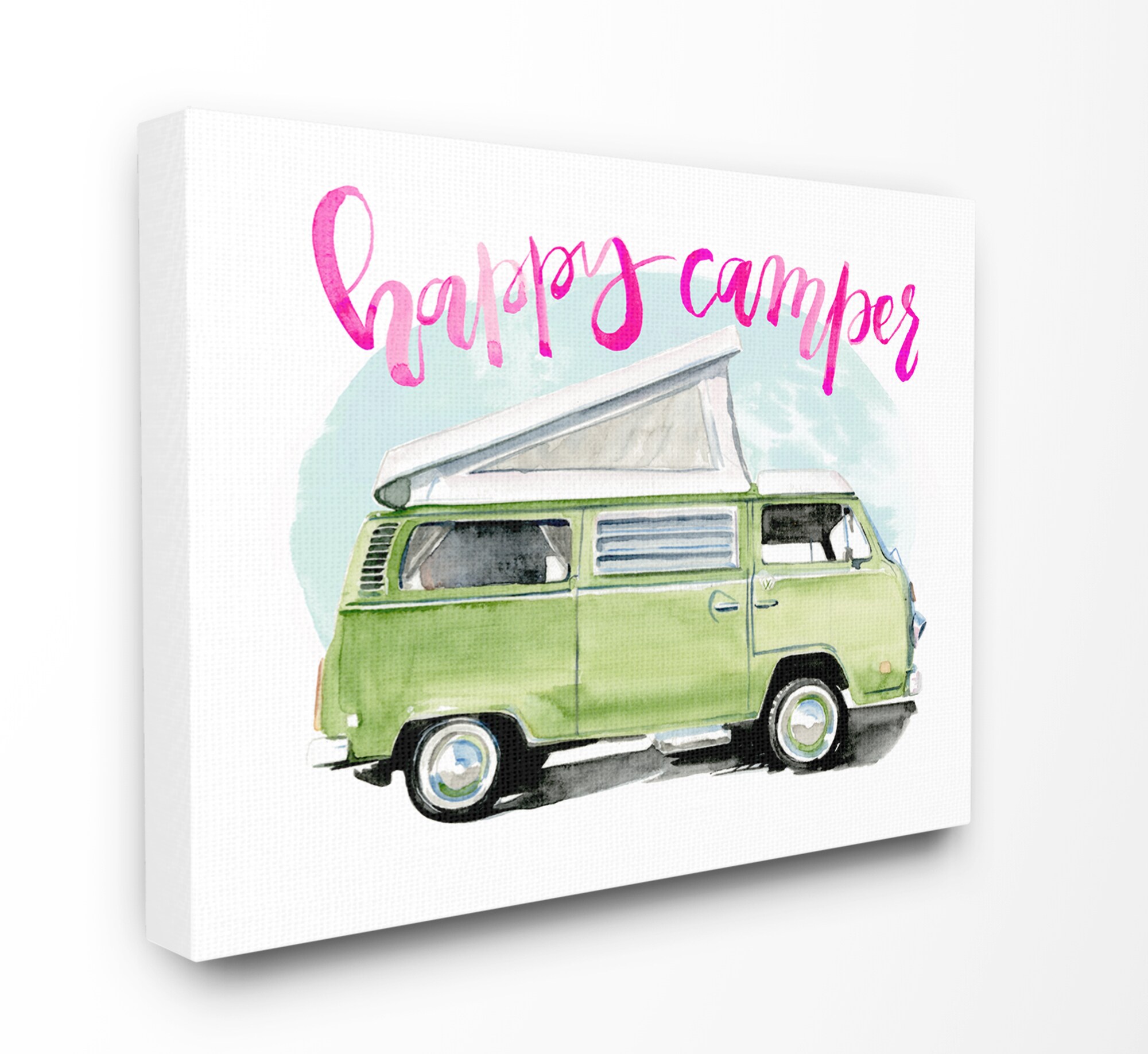 Stupell Industries STP-143-CN-24X30 Happy Camper Lime Green Camper Watercolor Jennifer Paxton Parker 30-in H x 24-in W Abstract Print on Canvas