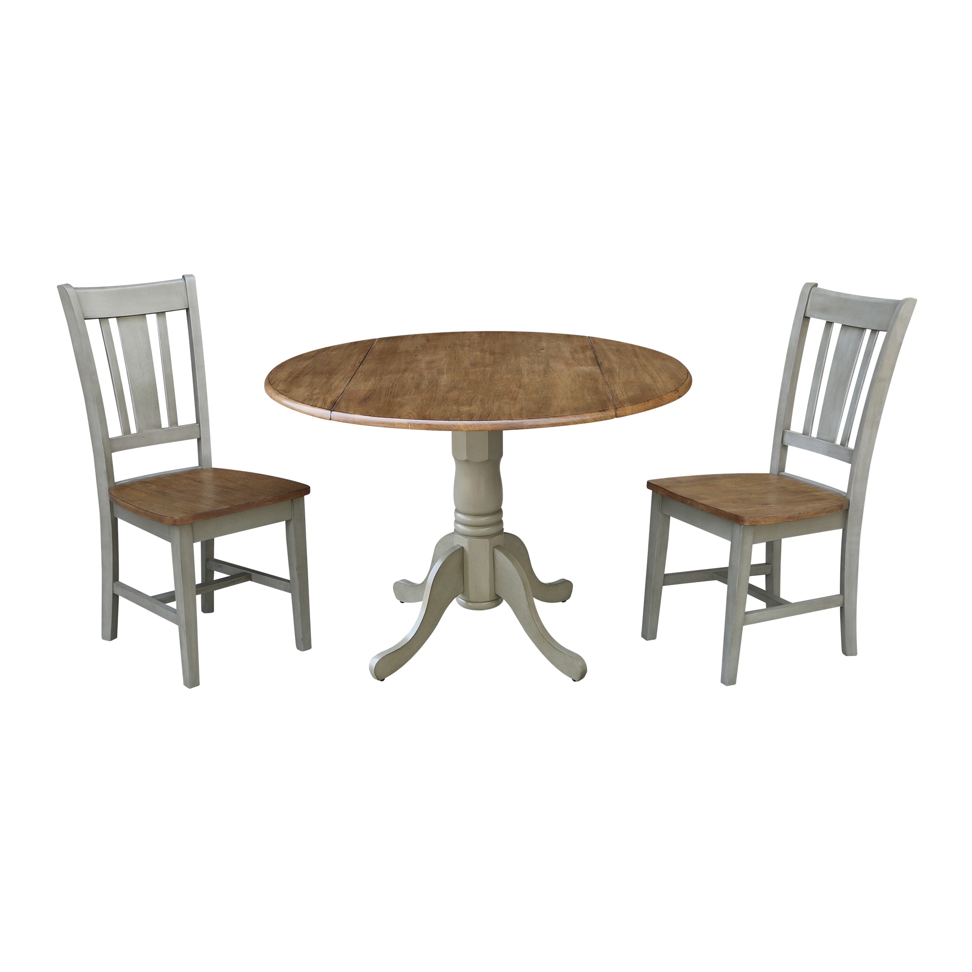 International Concepts K41-42DP-C10P Distressed hickory/stone Casual Dining Room Set with Round Table ( Seats 4 )