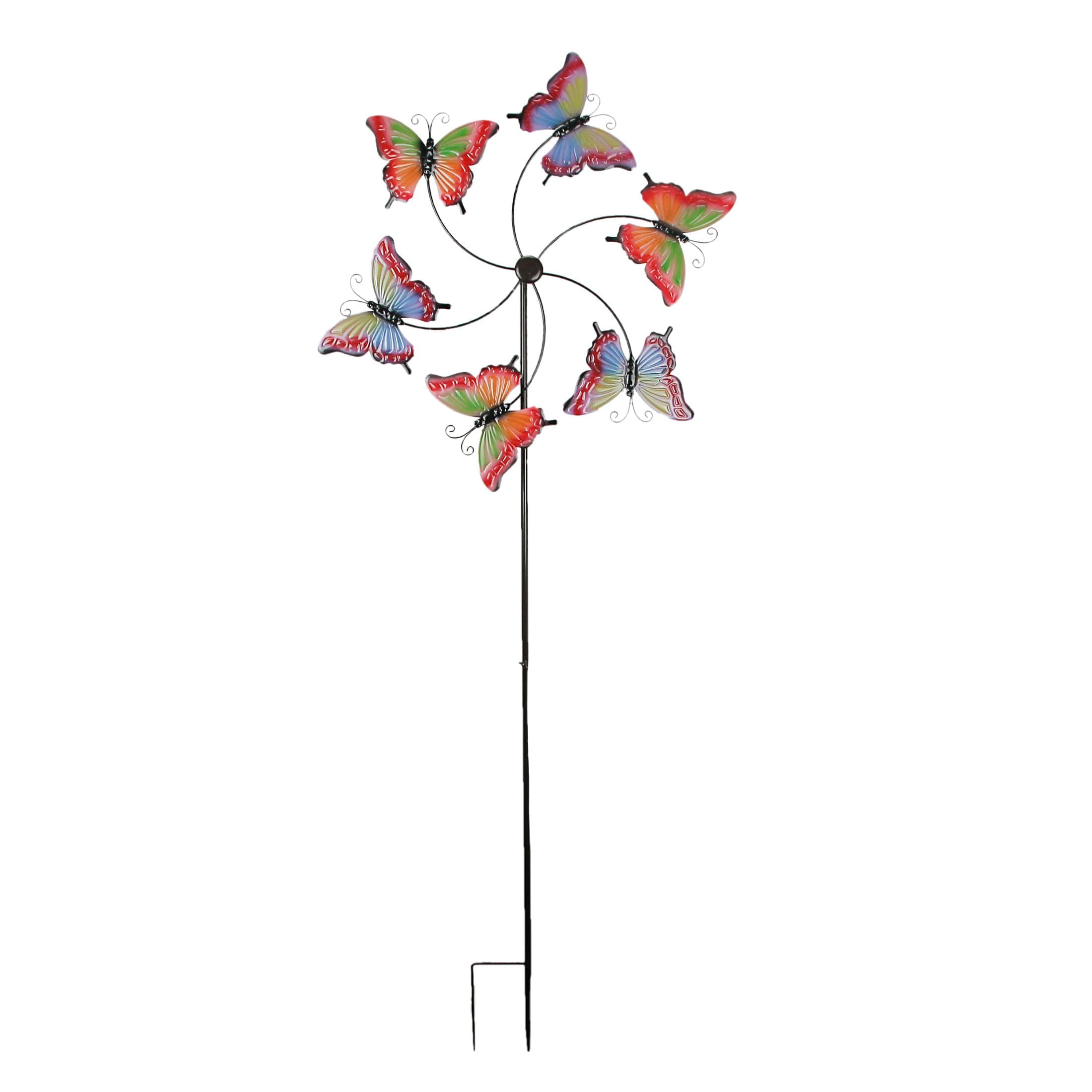 Things2Die4 Colorful Embossed Metal Butterfly Garden Twirler Wind Spinner Stake 71 Inch