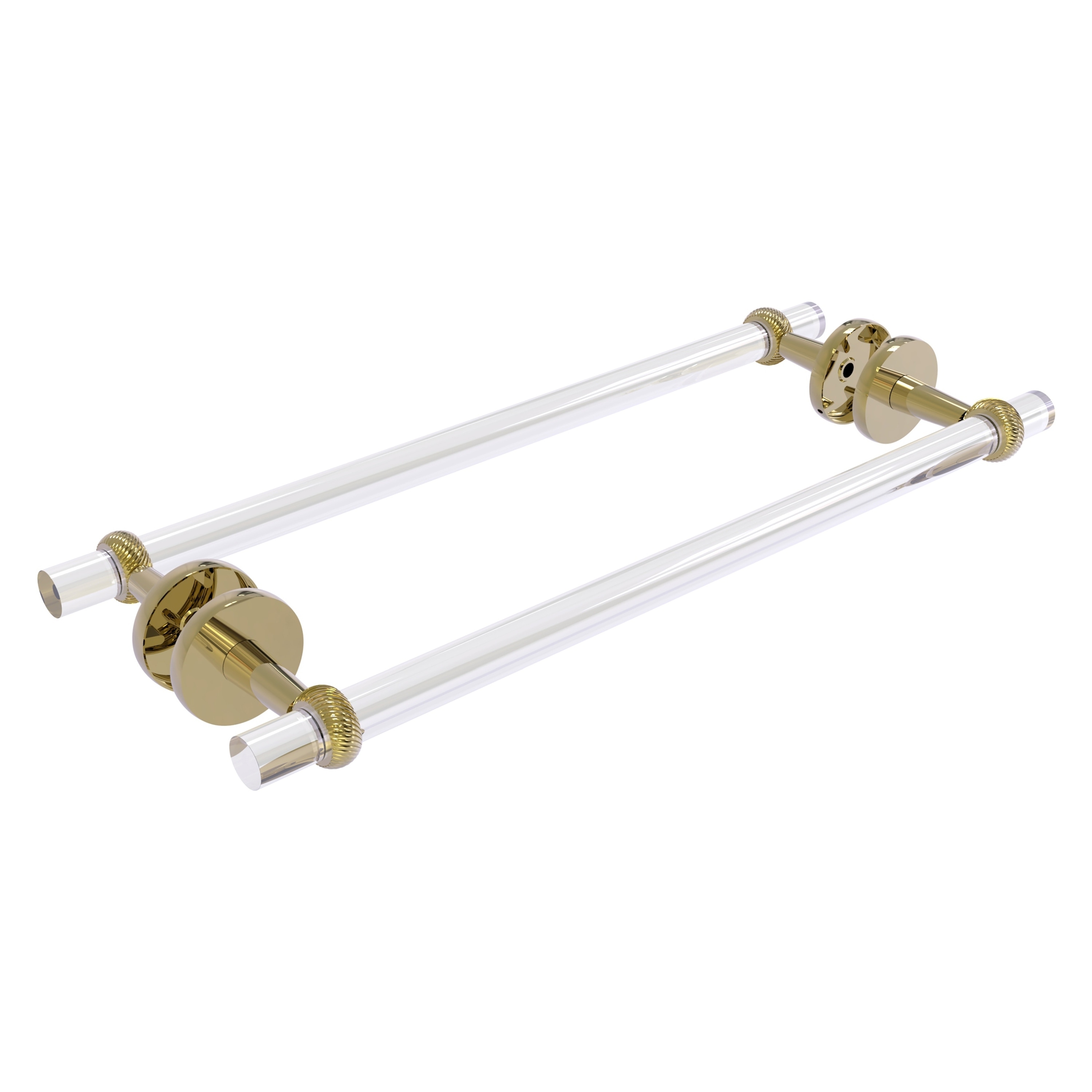 Allied Brass CV-41T-BB-18-UNL Clearview 18-in double Unlacquered Brass Wall mount Double Towel Bar