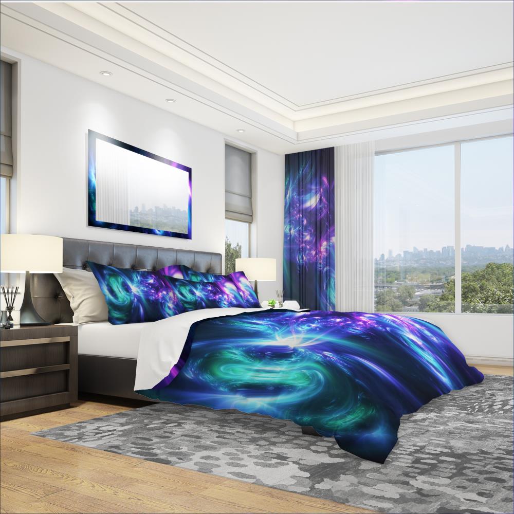 Designart BED3058-Q 3 -Piece Blue Queen Duvet cover Set