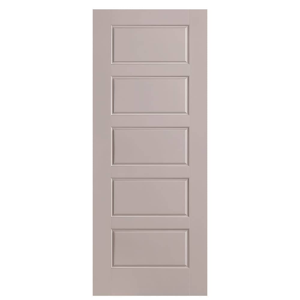 Masonite 1444561 Riverside 32-in x 80-in Driftwood 5-panel equal Smooth Solid core Prefinished Molded composite Slab Door