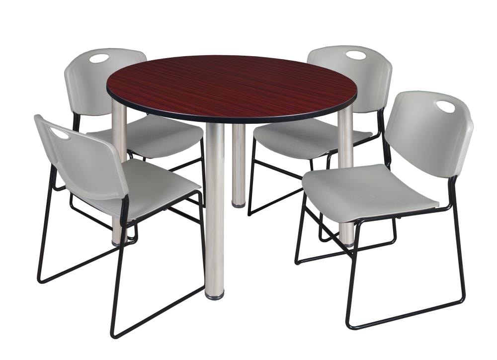 Regency TB48RNDMHBPCM44GY Breakroom Brown 4-Person Training Table (48-in W x 29-in H)