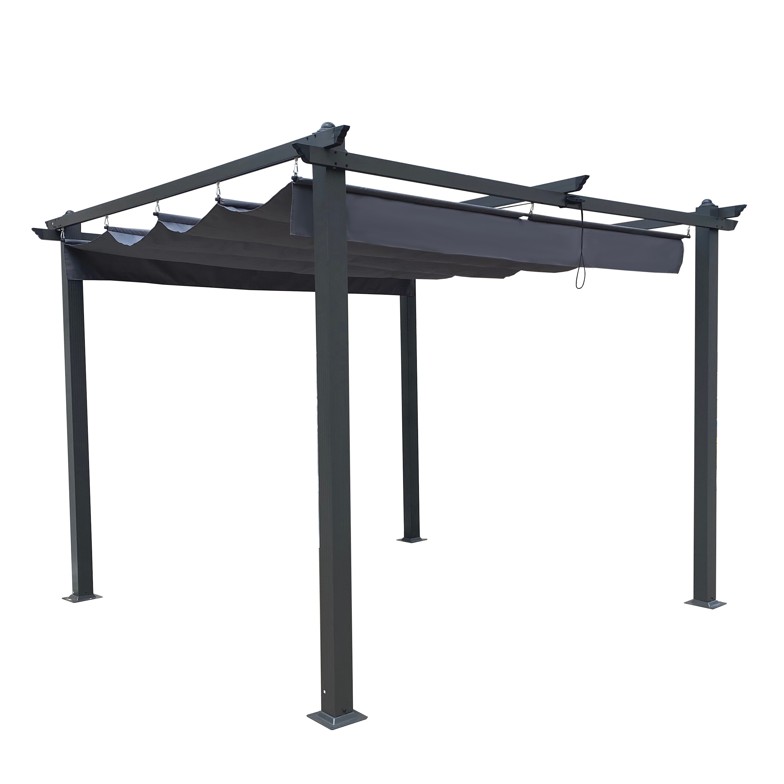 Maocao Hoom JL1940784 9-ft 8-in W x 9-ft 8-in L x 7-ft 8-in H Gray Metal Freestanding Pergola with Canopy