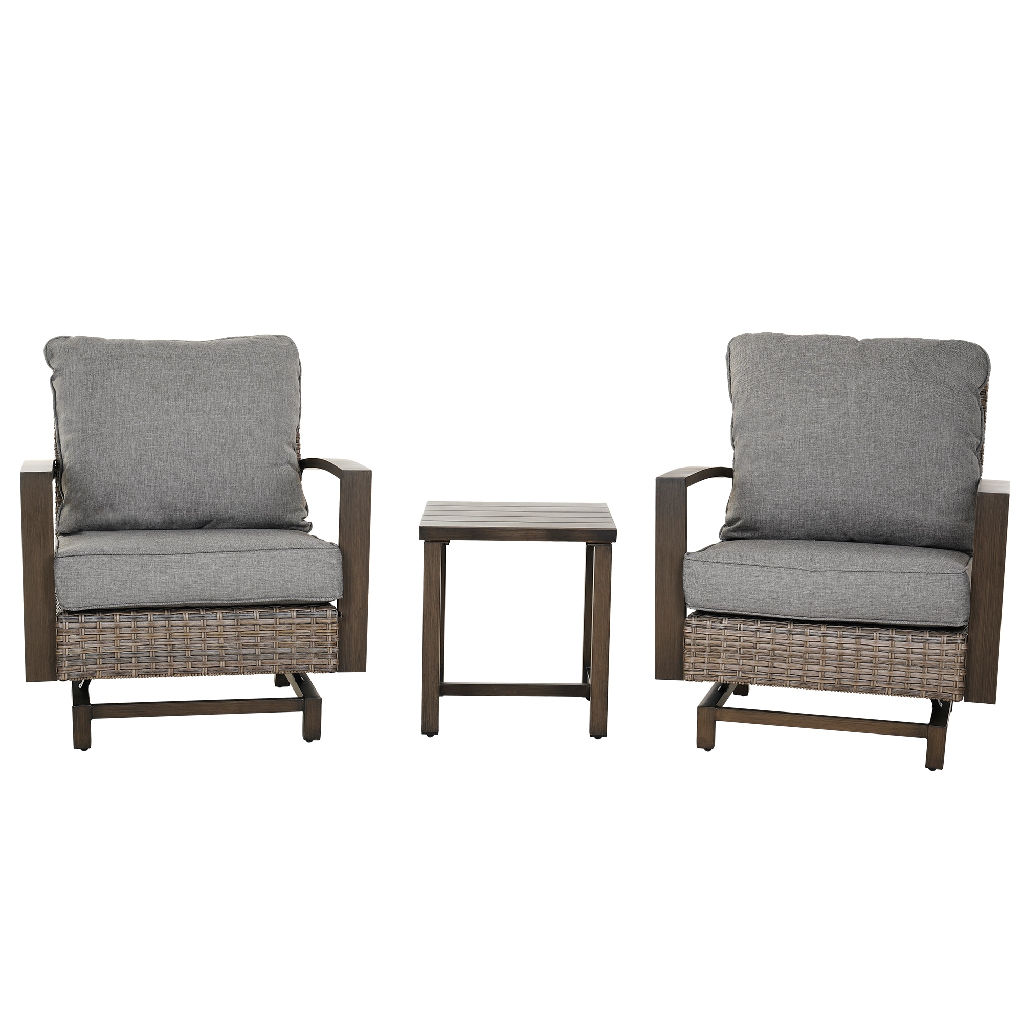 Mondawe MO5410100000001 3 -Piece Wicker Patio Conversation Set with Brown Cushions