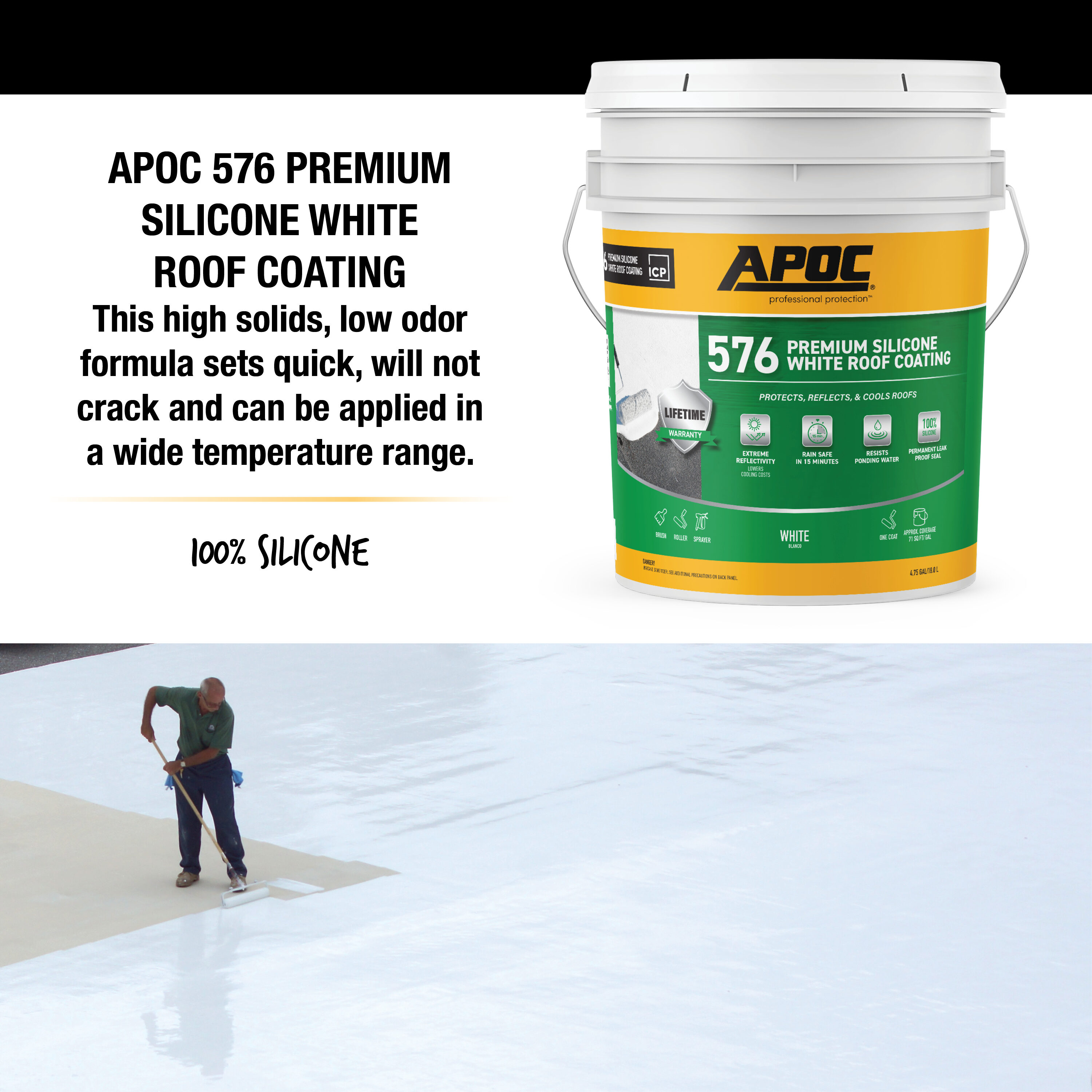 APOC 576 4.75-Gallon White Silicone Reflective Roof Coating (Lifetime ...