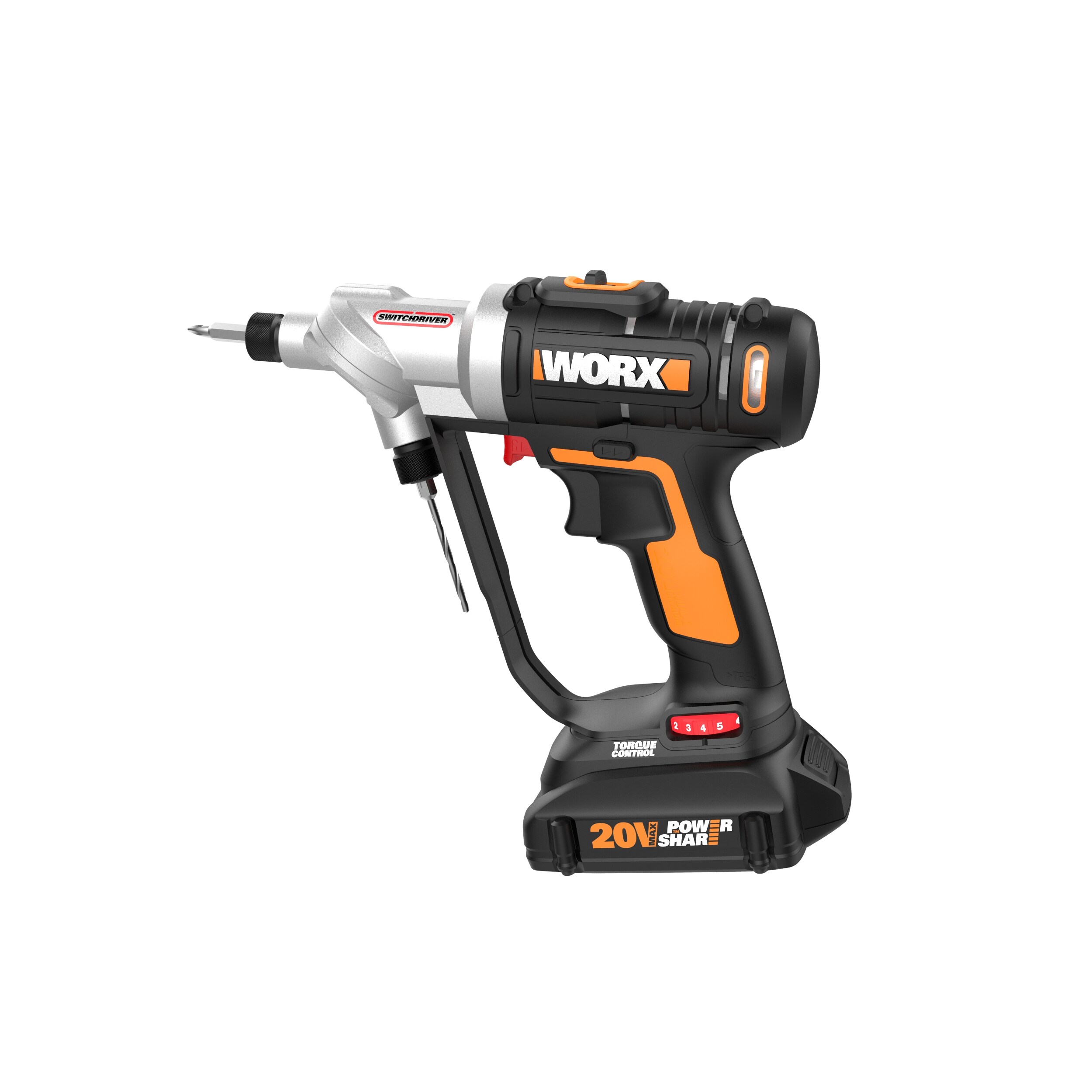 WORX Switchdriver 20 volt Max 1 4 in Right Angle Cordless Drill at