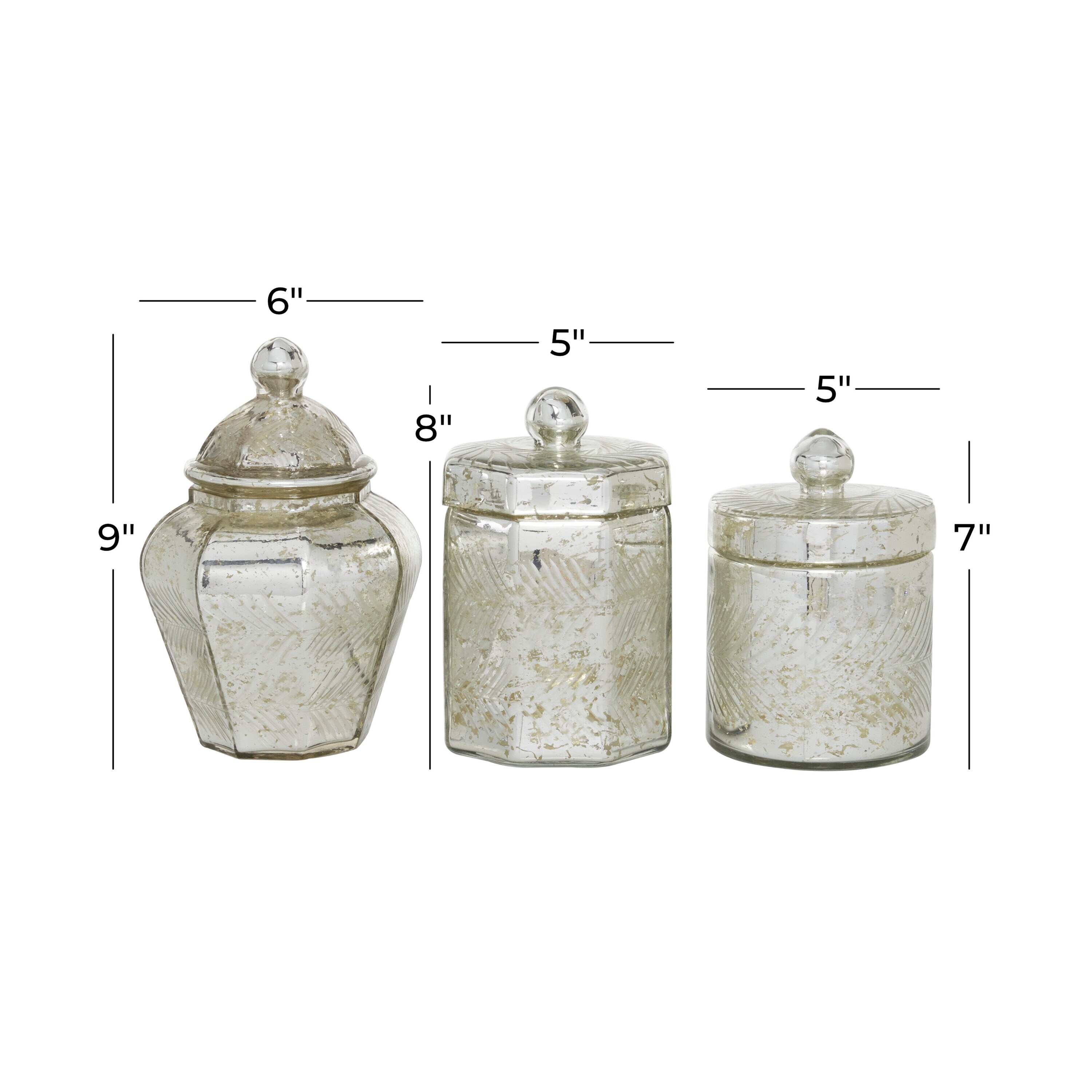 Novogratz Gray Glass Decorative Jars with Wood Lids (Set of 3)