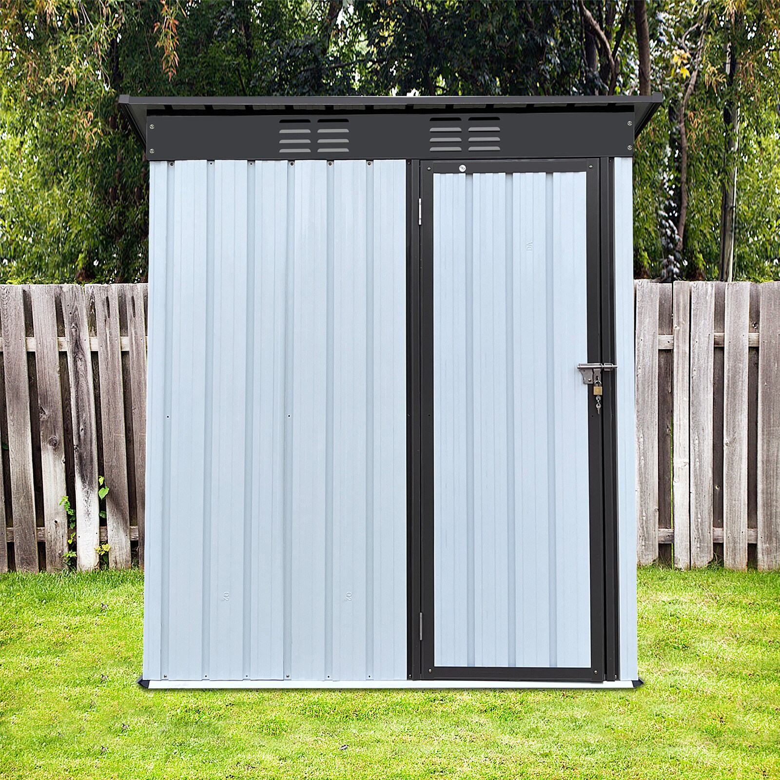 WELLFOR 5 ft x 3 ft White Lean-to Metal Storage Shed with Single ...