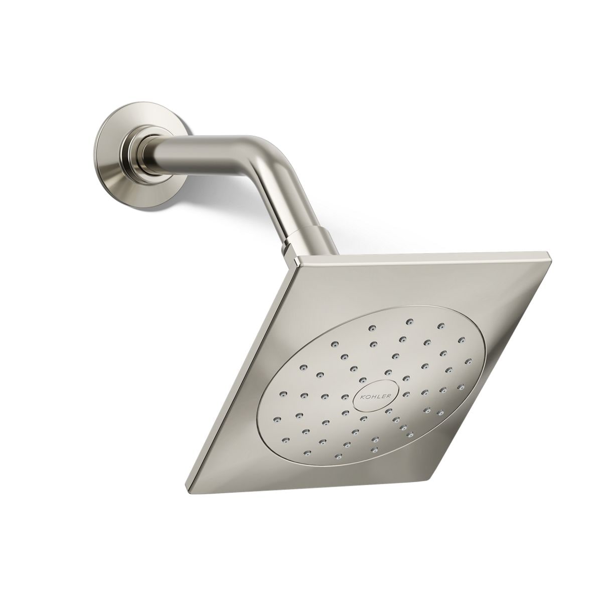 KOHLER K-45215-G-SN Loure 1.0 -Spray Vibrant Polished Nickel 5.25-in Square Fixed Shower Head 1.75 GPM