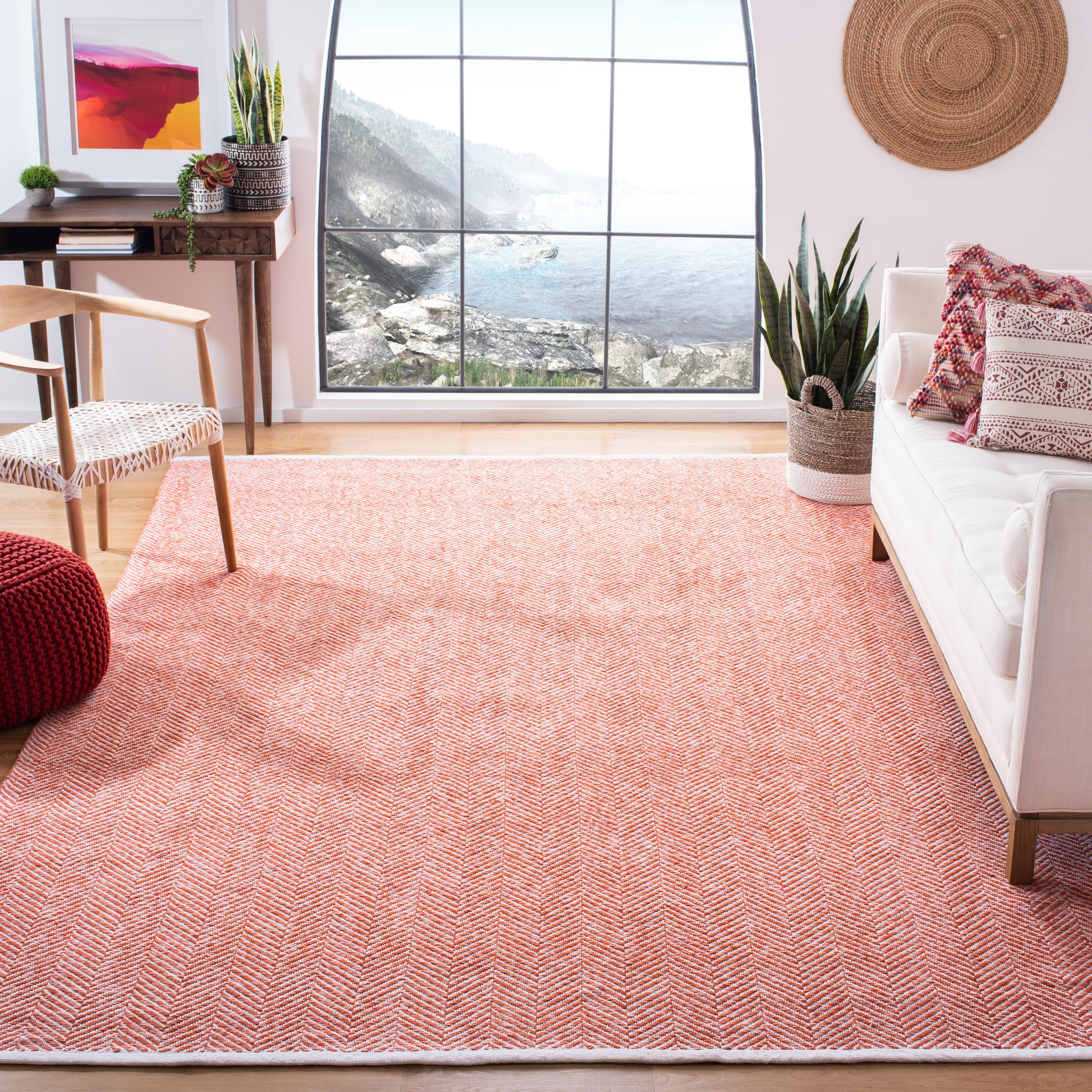 Safavieh NAN144P-8 Nantucket Cumberland 8 x 10 (ft) Loomed Synthetic Rust Rectangular Indoor Chevron Coastal Area rug