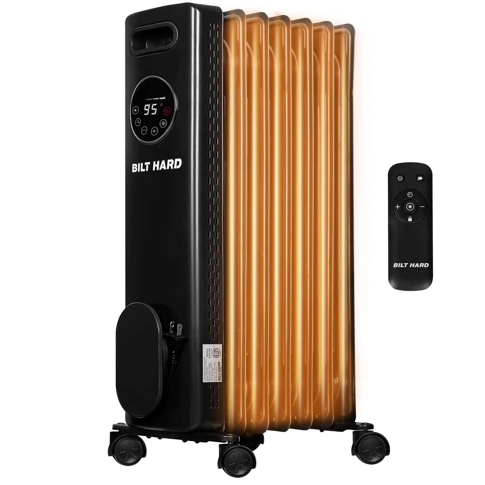 BILT HARD  Up to 1500-Watt Radiant Indoor Electric Space Heater Remote Control Included Black