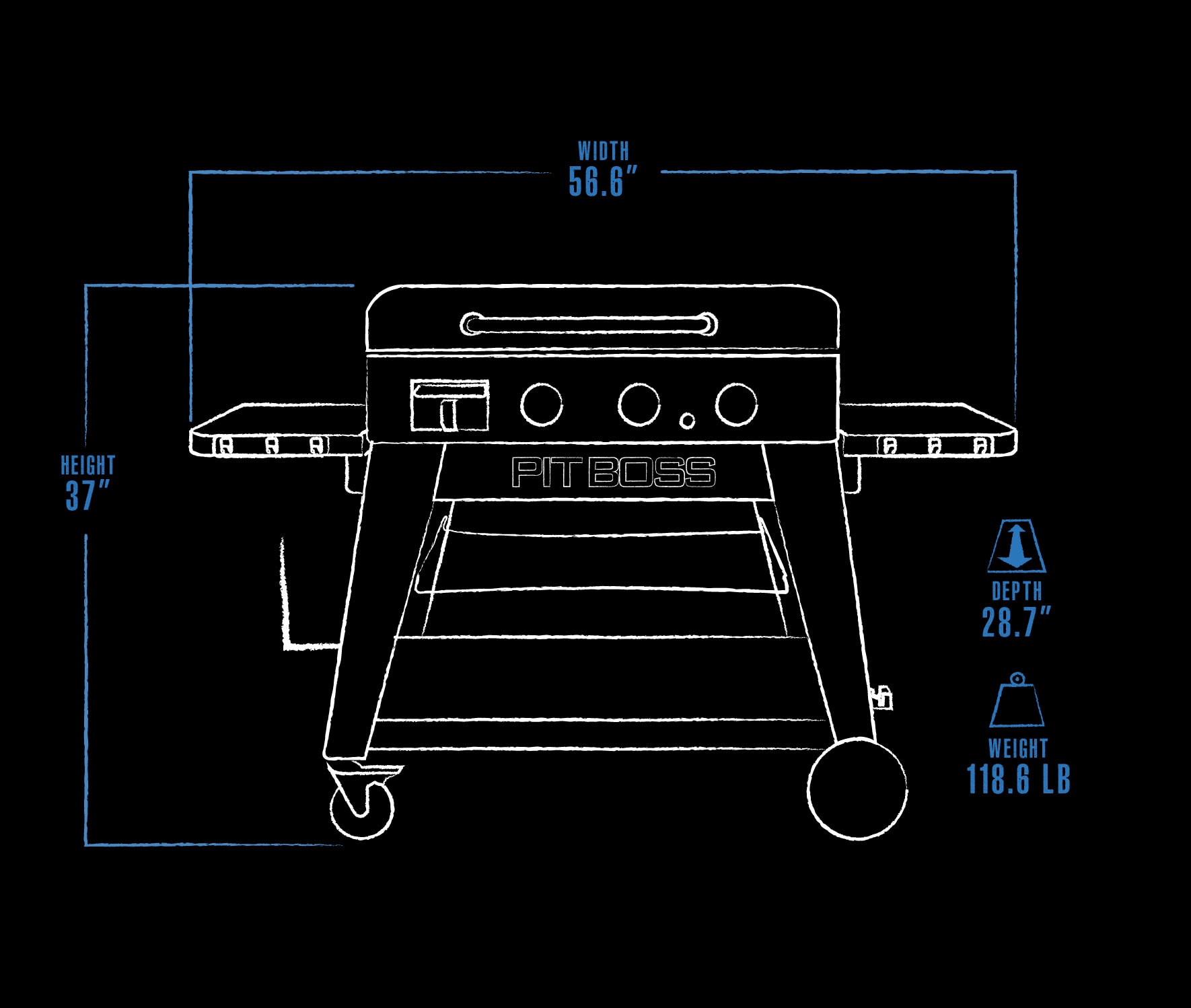 Pit Boss Grills Ultimate Lift-Off Series 57-Inch 3-Burner  Freestanding/Tabletop Propane Gas Commercial Style Flat Top Griddle - 10781