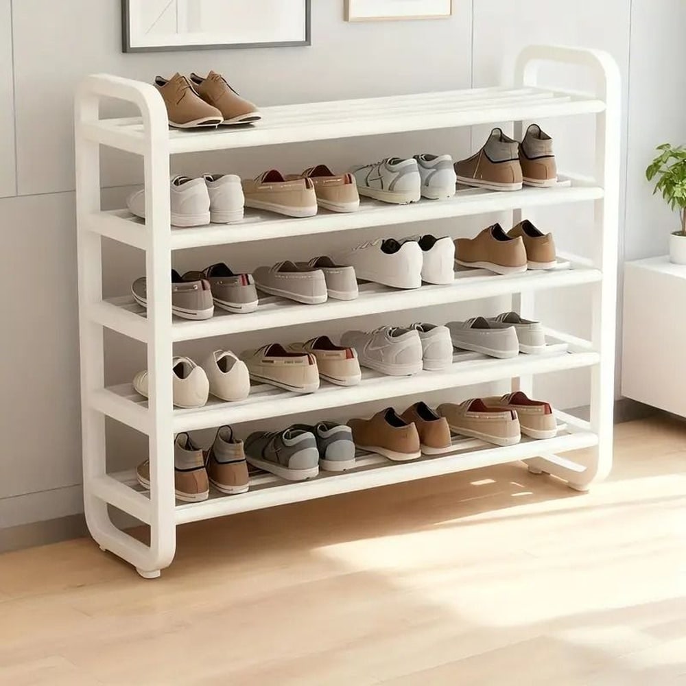 Kitstorack - 5-Tier Narrow Metal Shoe Rack Organizer Floor Standing Shoe Storage Shelf with Iron ...