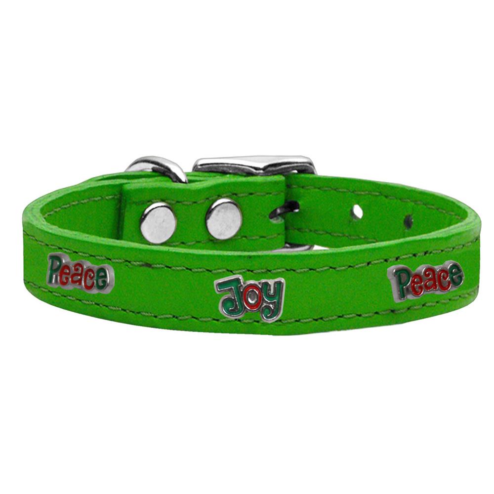 Mirage Pet Products MRPP188006 Mirage Pet 83-132 EG12 Peace and Joy Widget Genuine Leather Dog Collar, Emerald Green- Size 12