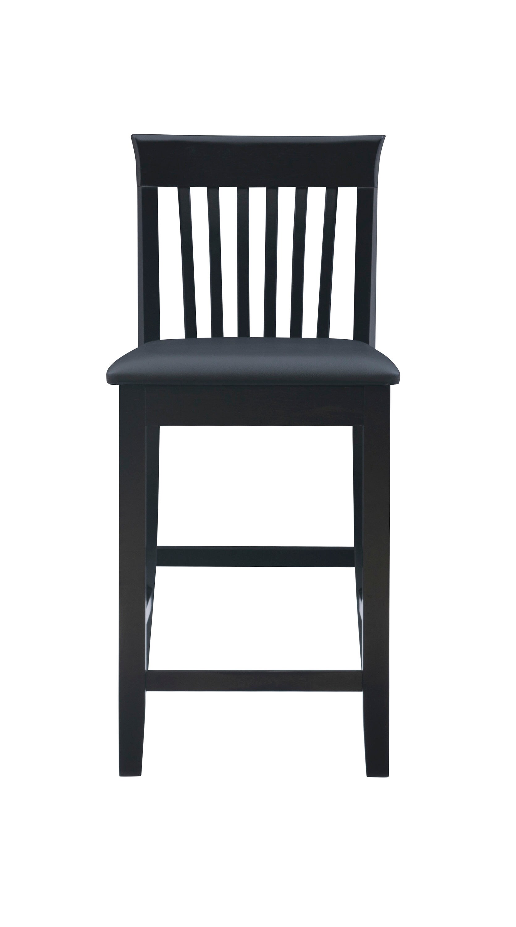 Torino Black Wood and Faux Leather Counter Stool, 24" Seat Height