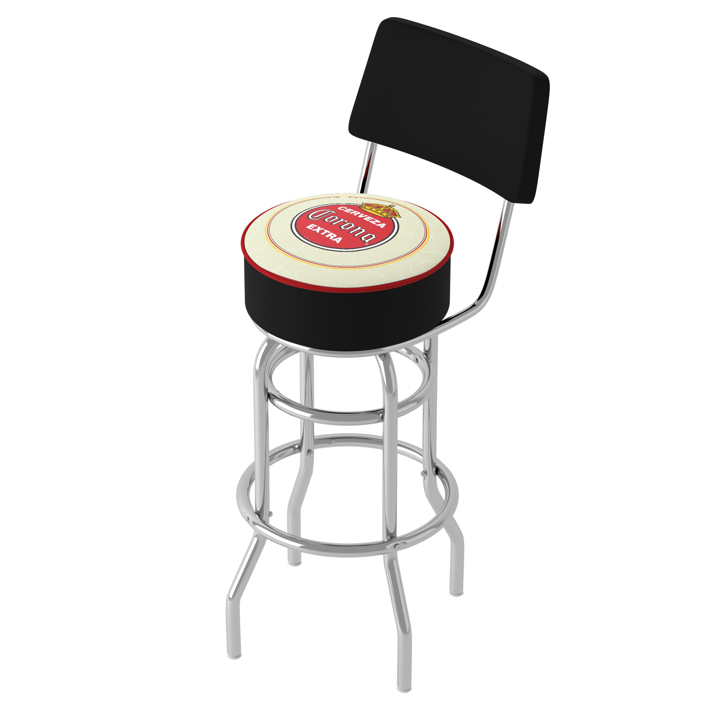Trademark Gameroom CRN1100-VTG Bar Stools with Backs Chrome 31.0-in H Bar height Round seat Swivel Metal Bar Stool and Back