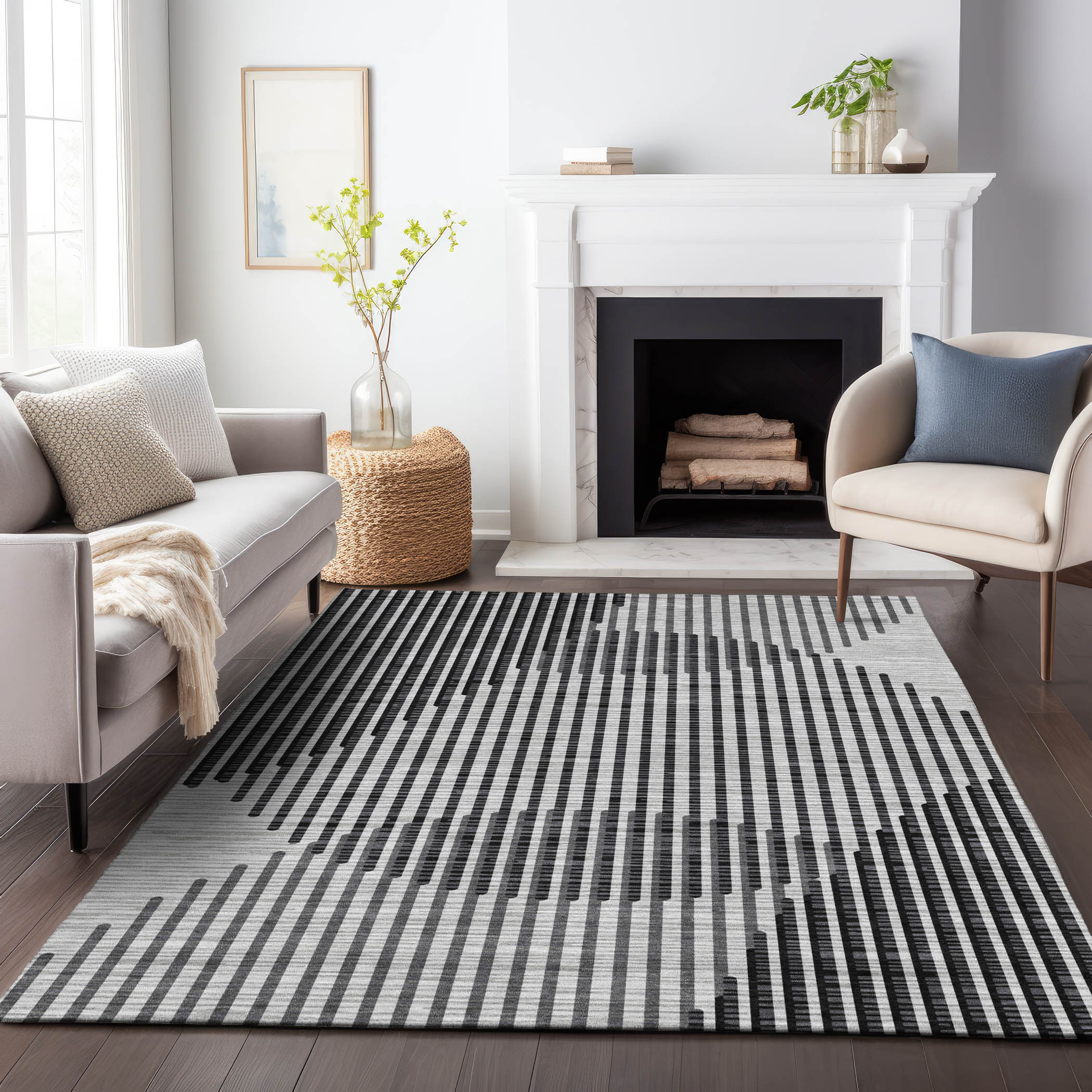 Addison Rugs ACN1001GY3X5 Chantille ACN1001GY 3 x 5 (ft) Polyester Gray Rectangular Indoor/Outdoor Geometric Machine washable Area rug