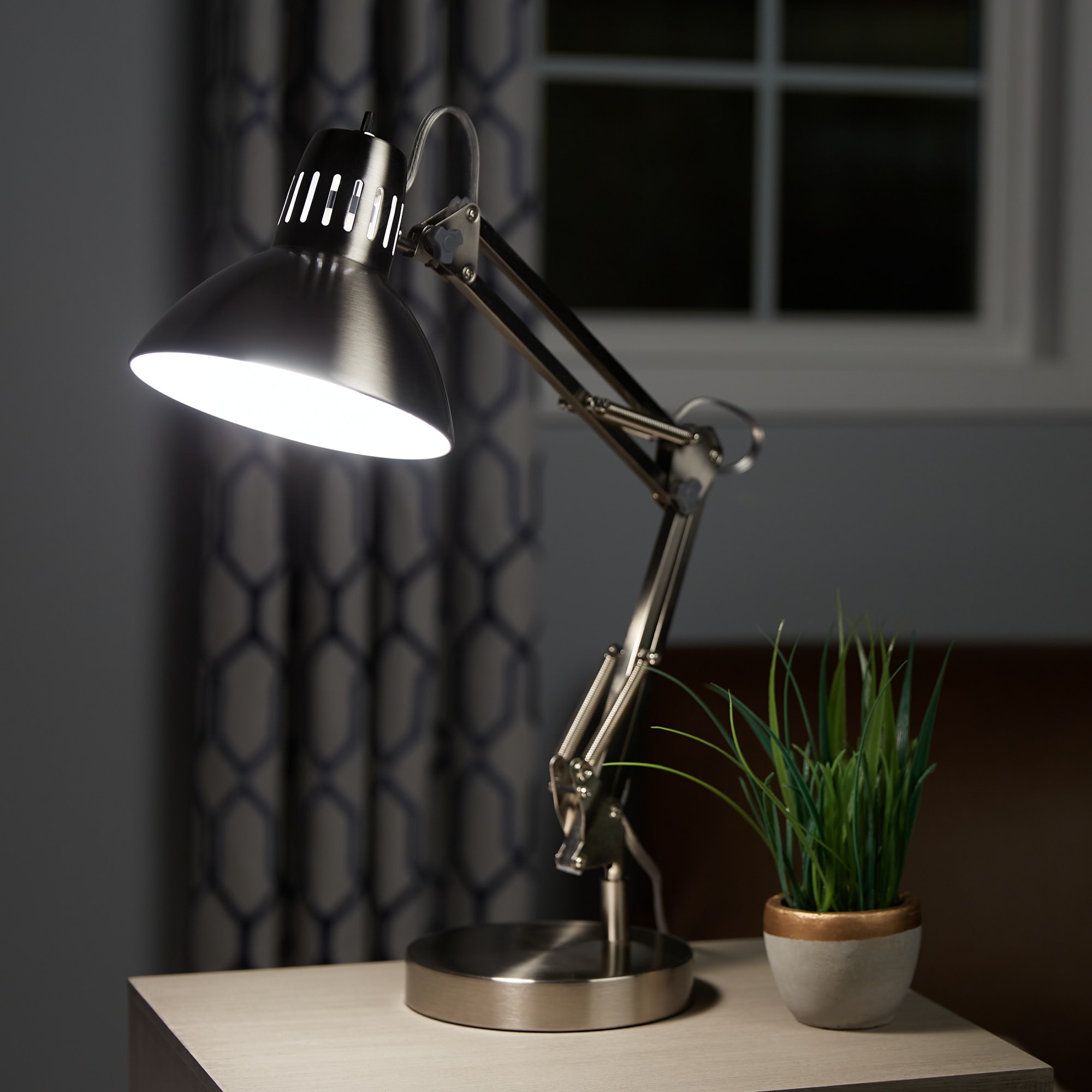 allen + roth Embleton 26-in Adjustable Bronze Desk Lamp with Metal