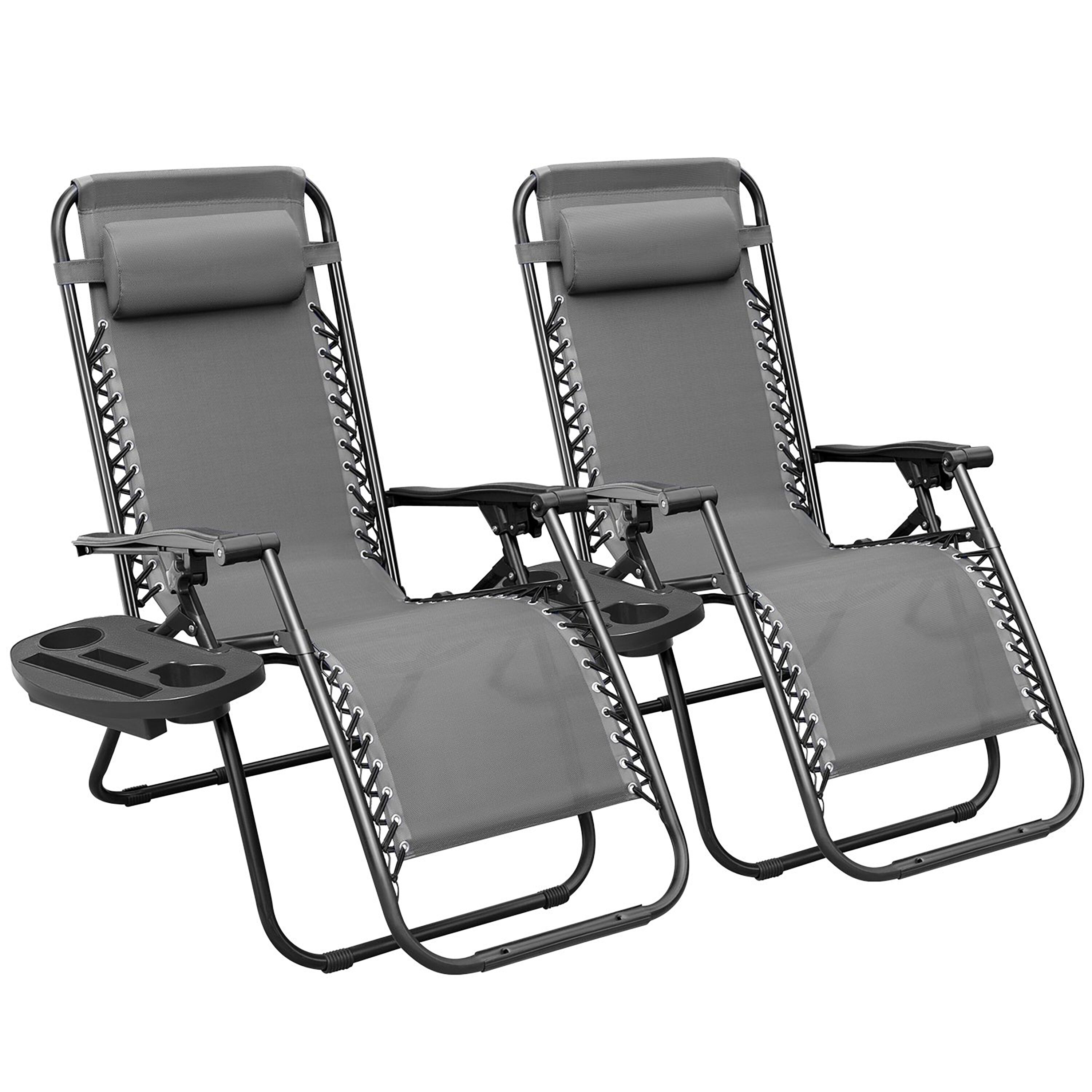 Vineego Zero Gravity Chair Set of 2 Stackable Black Steel Frame