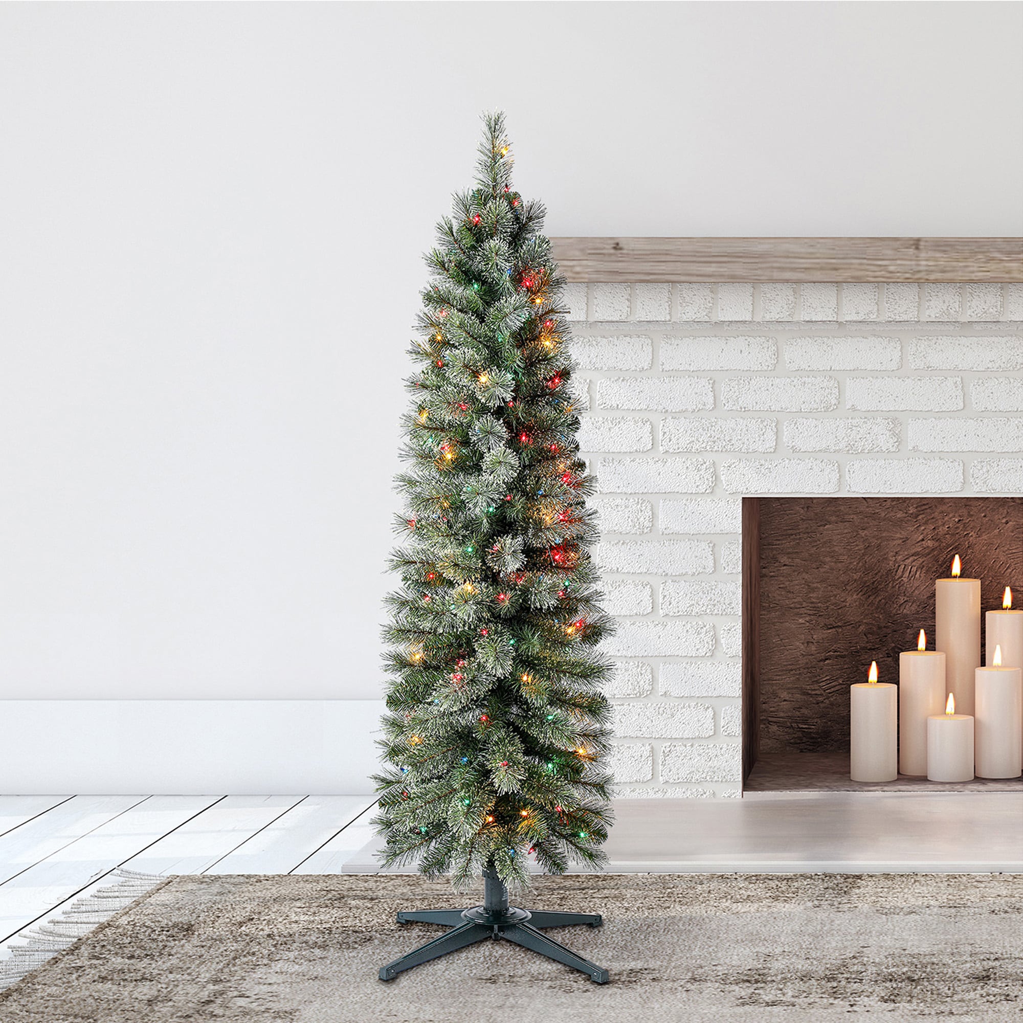 5-Foot Multi-Color Pre-Lit Pencil Pine Christmas Tree