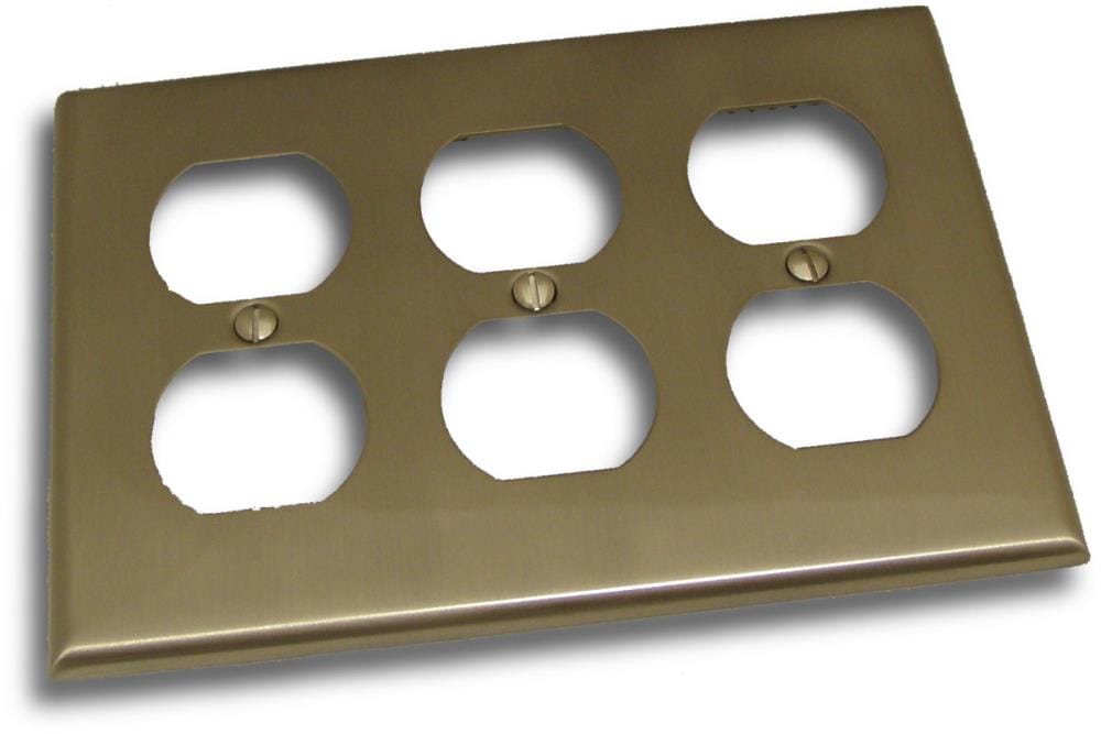 Residential Essentials 10833SN 3 -Gang Standard Size Satin nickel Steel Indoor Duplex Wall Plate