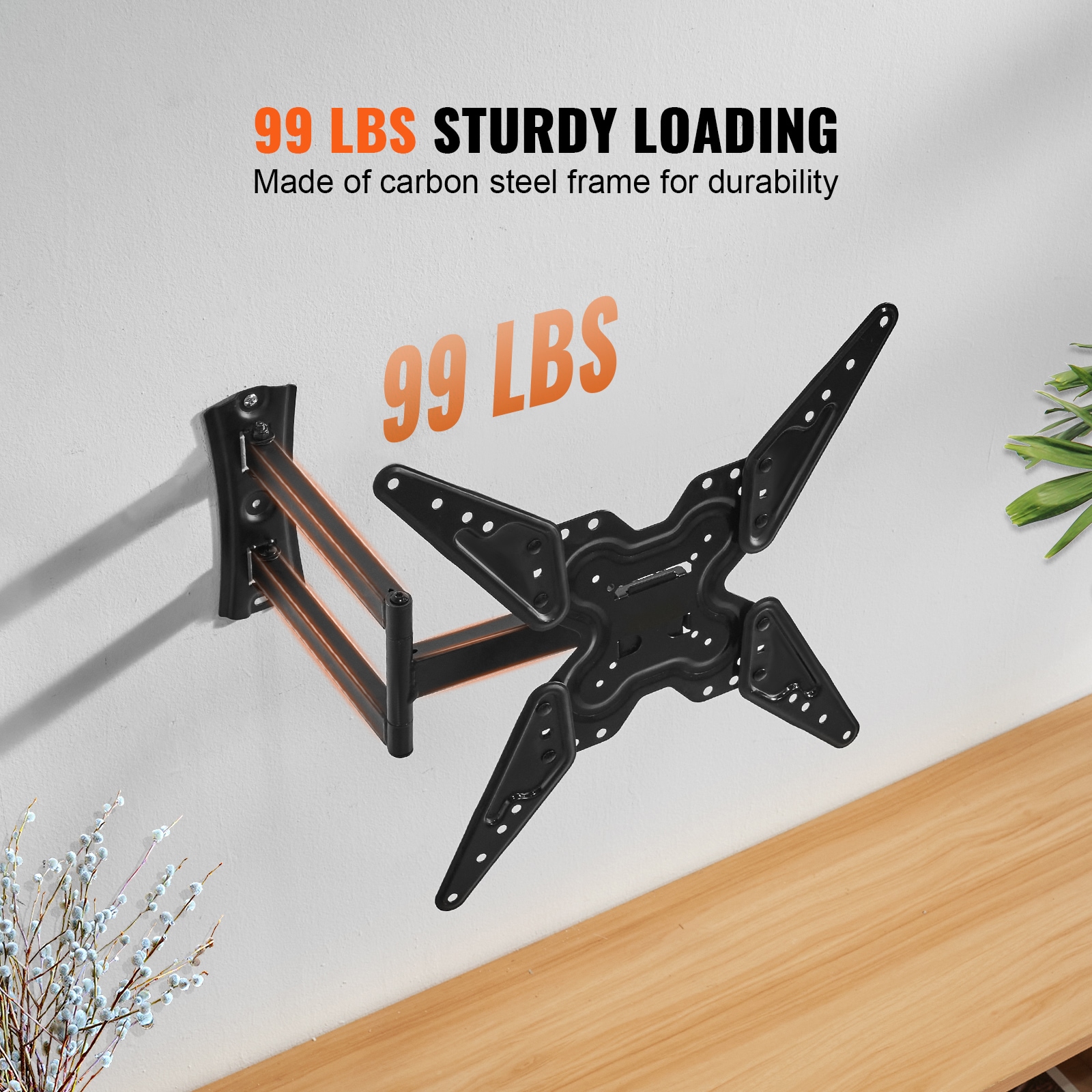 Black Carbon Steel Full Motion Wall TV Mount for 26-55 inch TVs