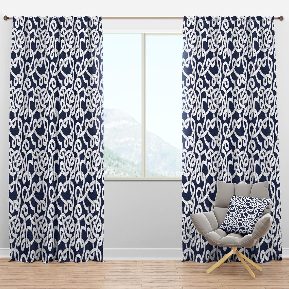 Designart CTN18858-52-84 84-Inches Blue Room darkening Thermal lined Rod pocket Single curtain panel