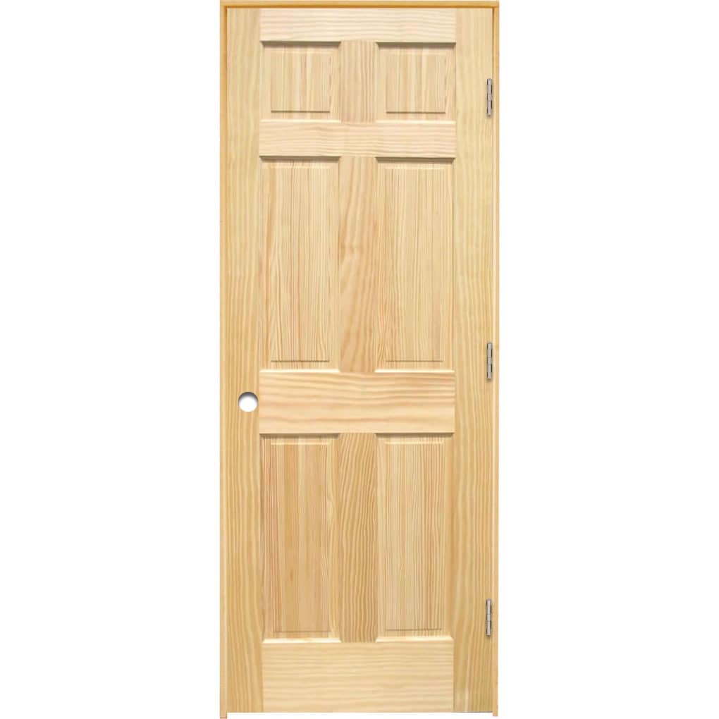 RELIABILT LOE830580 24-in x 80-in Unfinished Solid core 6-panel Left hand Unfinished Pine Wood Flat Jamb Single Prehung Interior Door