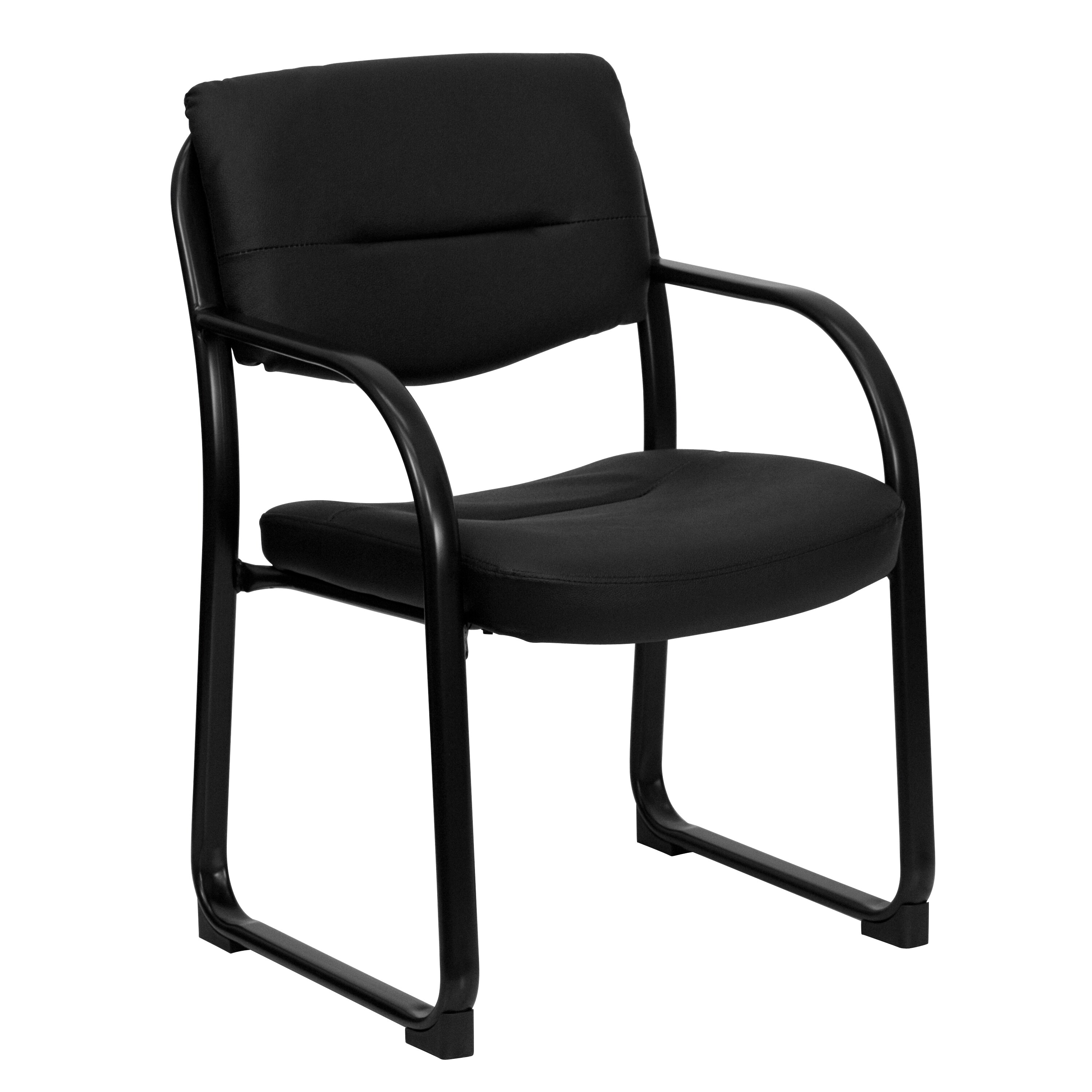 Contemporary Black LeatherSoft Executive Office Chair with Sled Base