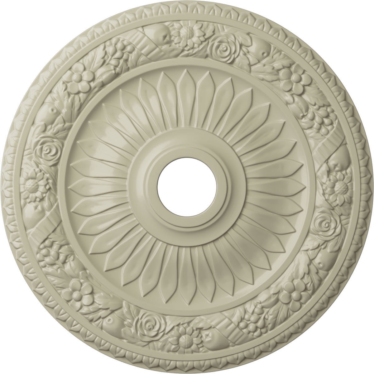 Ekena Millwork CM23BECYF Bellona 23.625-in W x 23.625-in L Painted Clear Yellow Polyurethane Whole Ceiling Medallion